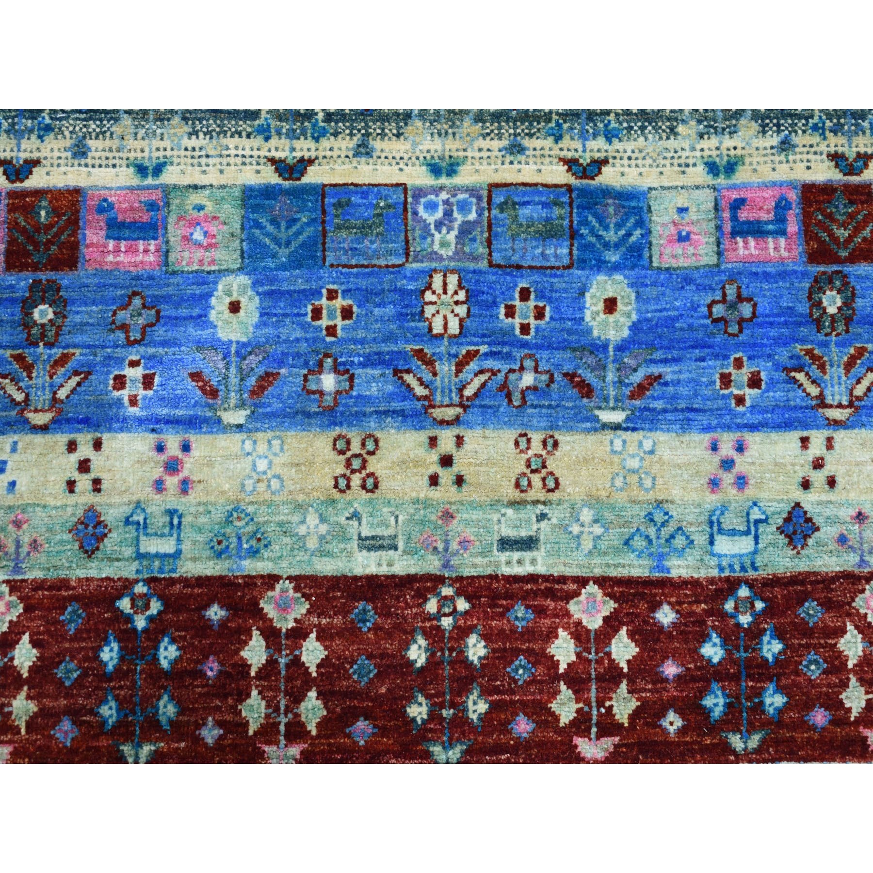 4'x5'10" Colorful Kashkuli Gabbeh Natural Dyes Pure wool Hand-Knotted Oriental Rug Sh51615