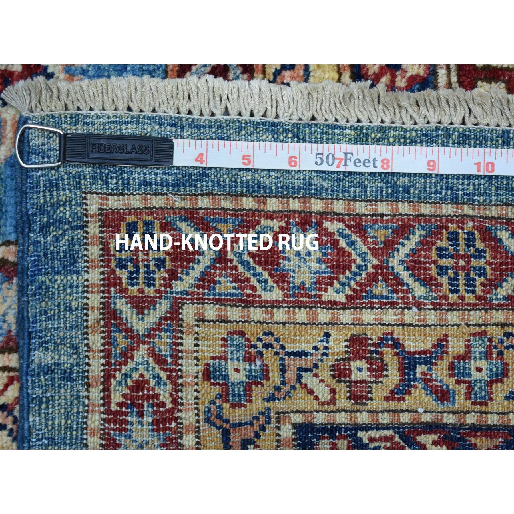 8-8 x12-4  Blue Super Kazak Geometric Design Pure Wool Hand Knotted Oriental Rug 