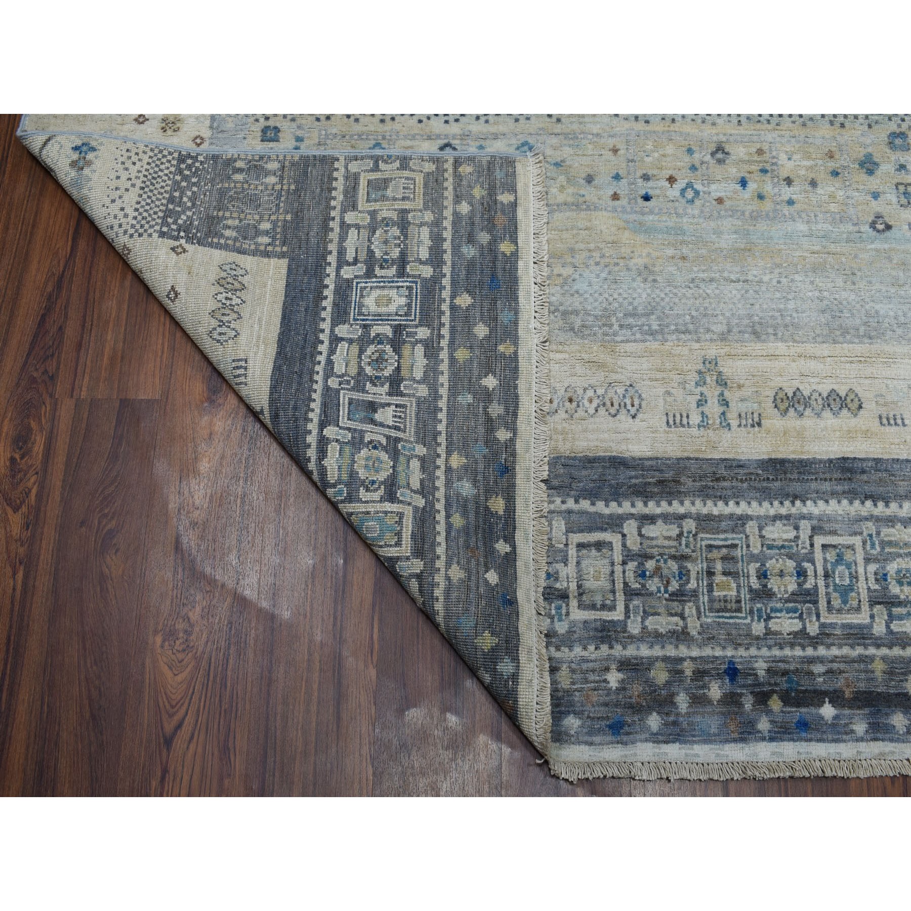 5-7 x7-8  Gray Pure Wool Kashkuli Gabbeh Pictorial Hand Knotted Oriental Rug 