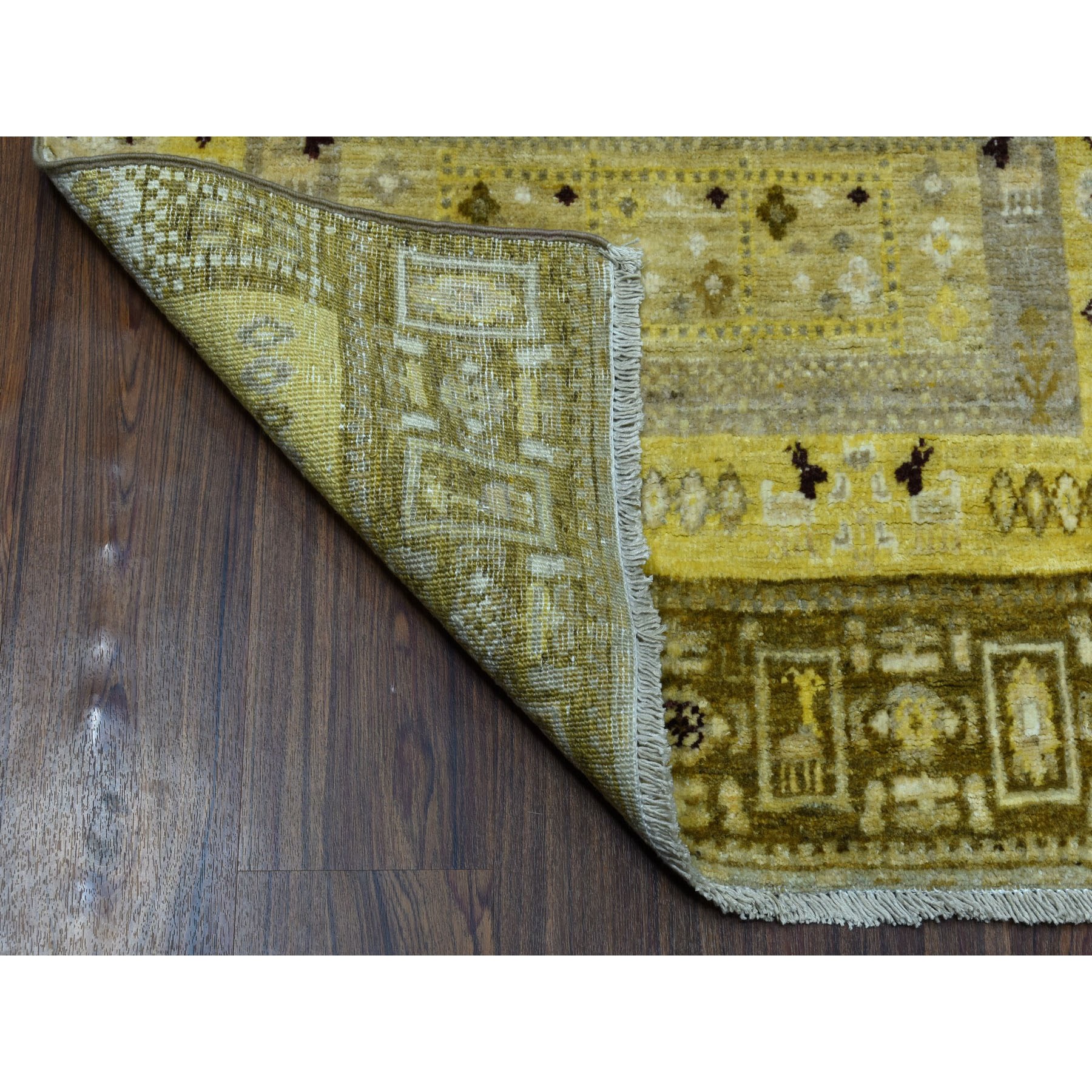 2-8 x3-9  Yellow Pure Wool Kashkuli Gabbeh Pictorial Hand Knotted Oriental Rug 