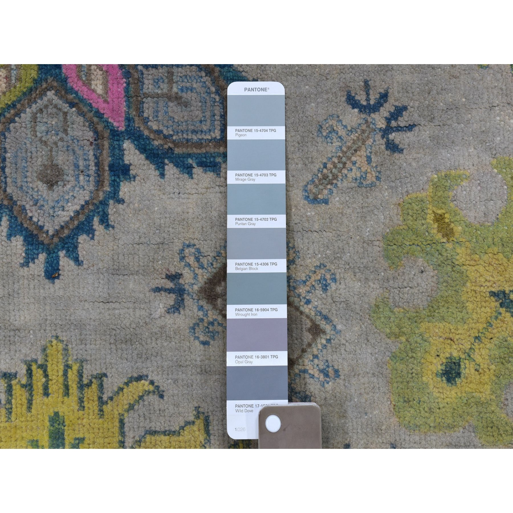 5-x6-5  Gray Colorful Fusion Kazak Pure Wool Geometric Design Hand Knotted Oriental Rug 