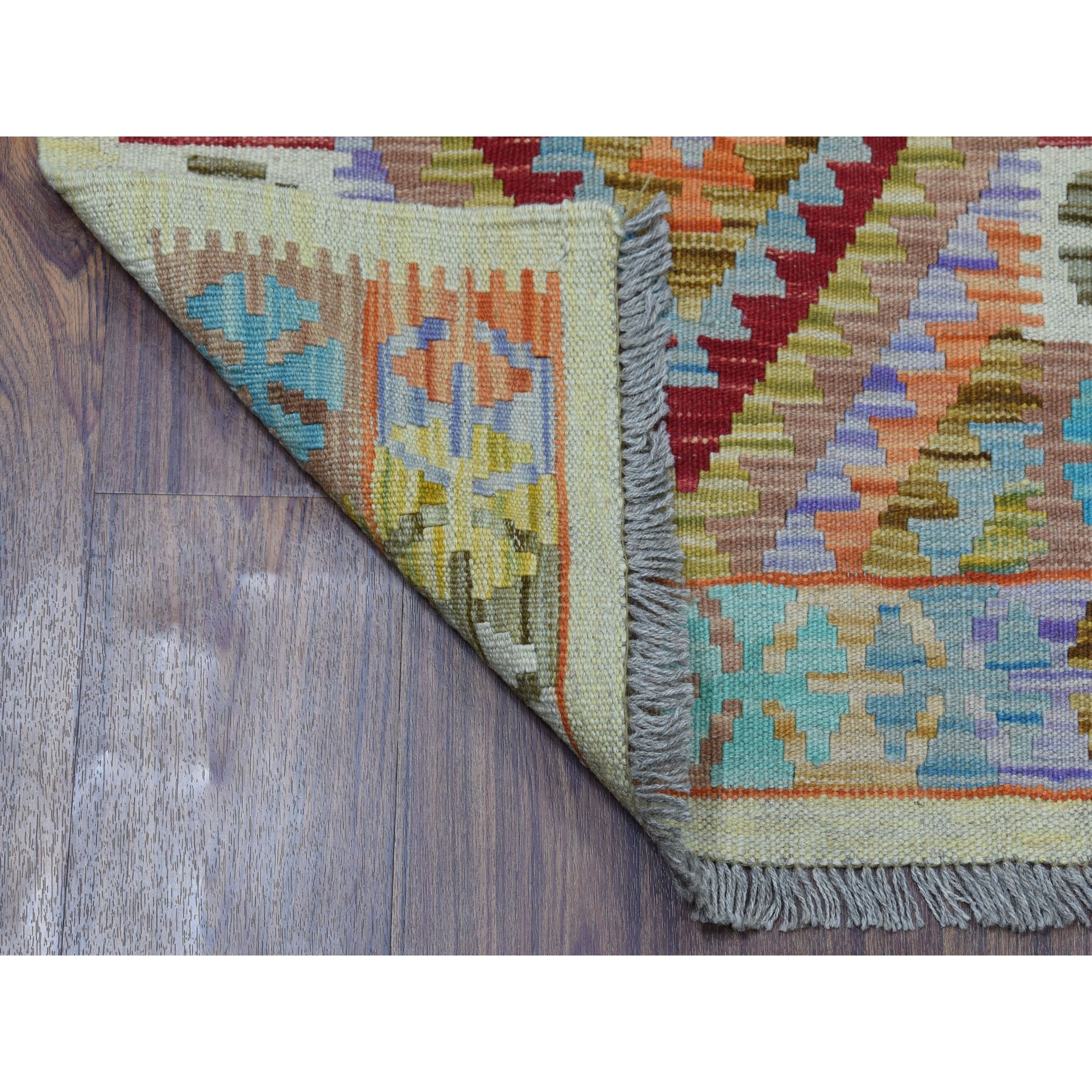2-1 x2-10  Colorful Afghan Kilim Pure Wool Hand Woven Oriental Rug 