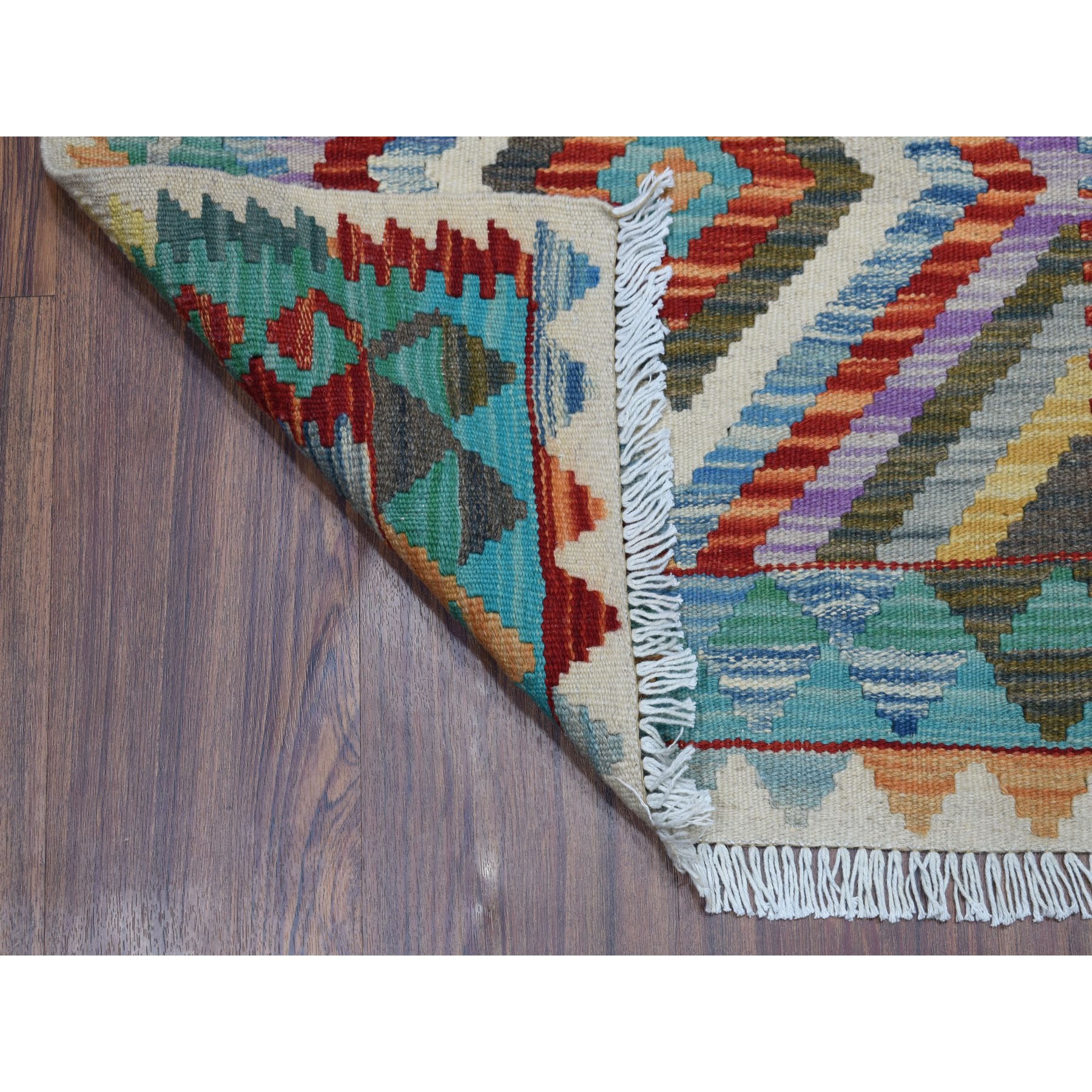 2-2 x3- Veggie Dyes Afghan Kilim Pure Wool Hand Woven Oriental Rug 