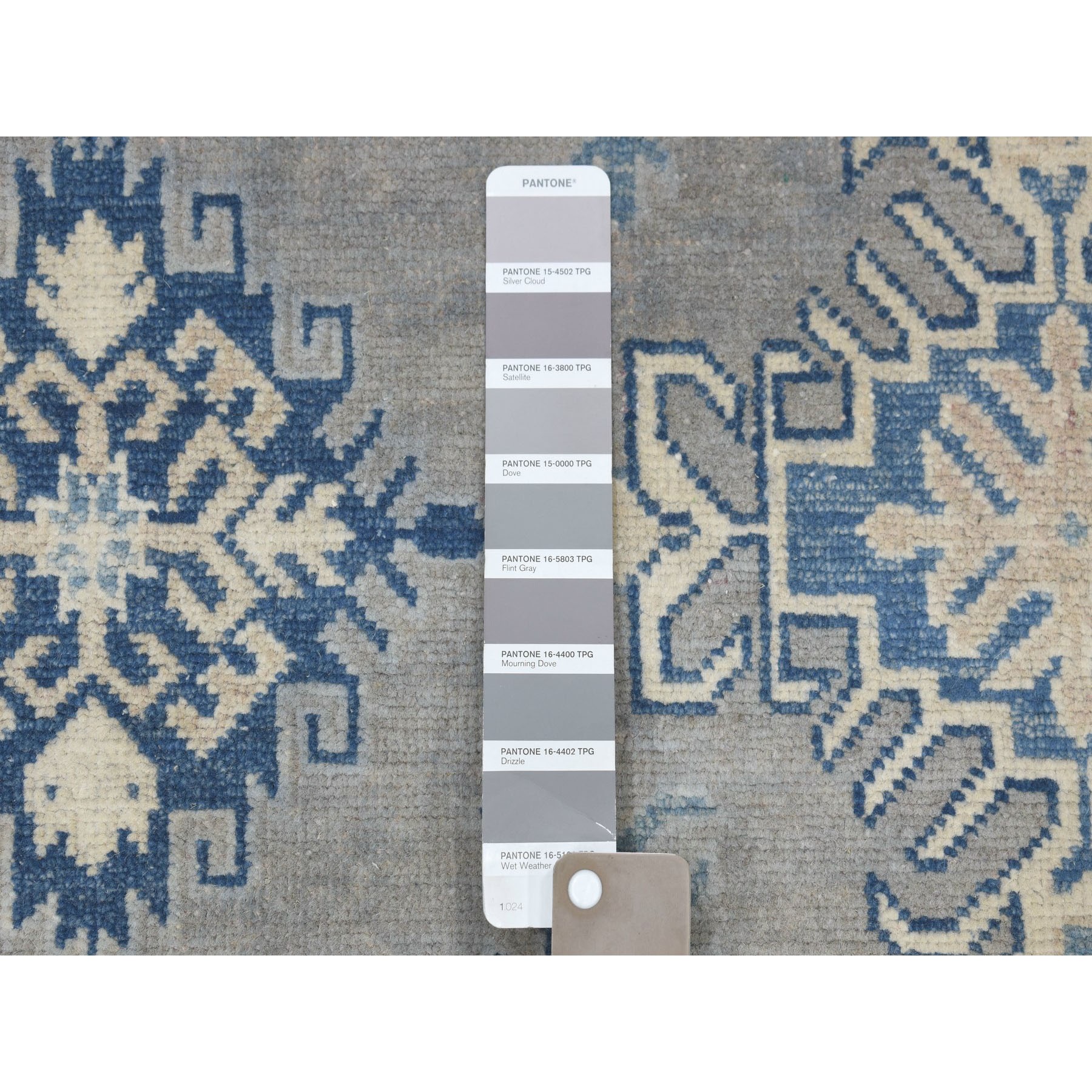 9-8 x13-8  Gray Vintage Look Kazak Geometric Design Pure Wool Hand Knotted Oriental Rug 