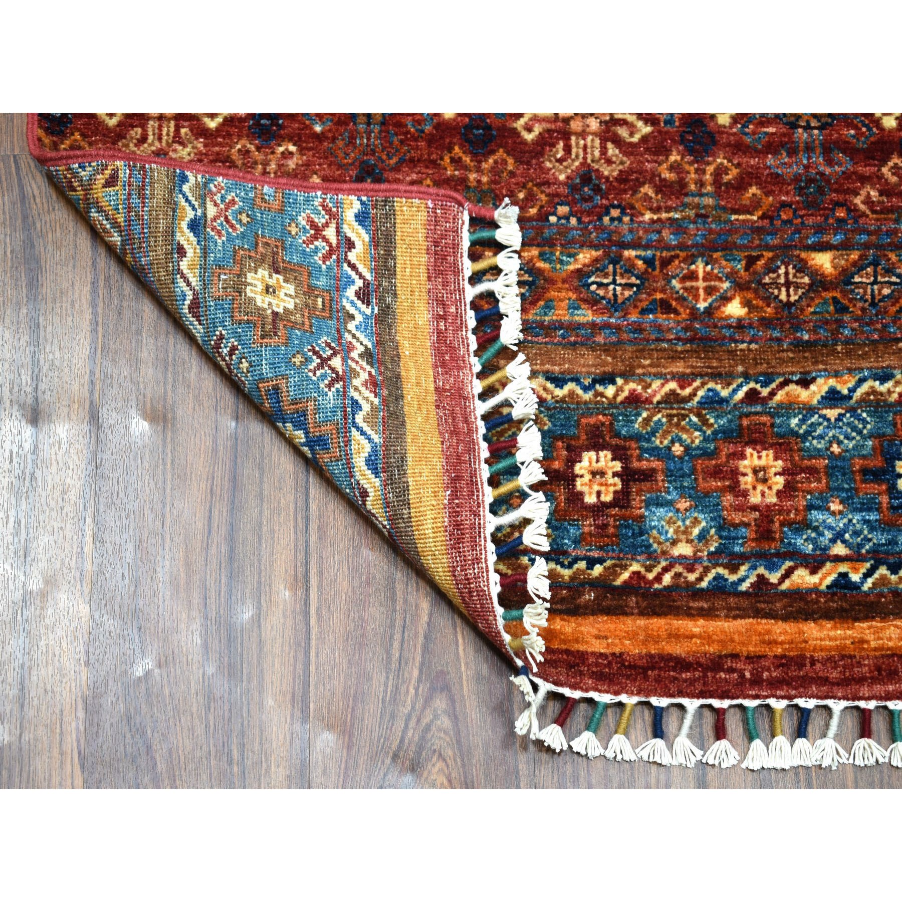 2-4 x9-8  Khorjin Design Colorful Super Kazak Pure Wool Narrow Runner  Hand Knotted Oriental Rug 