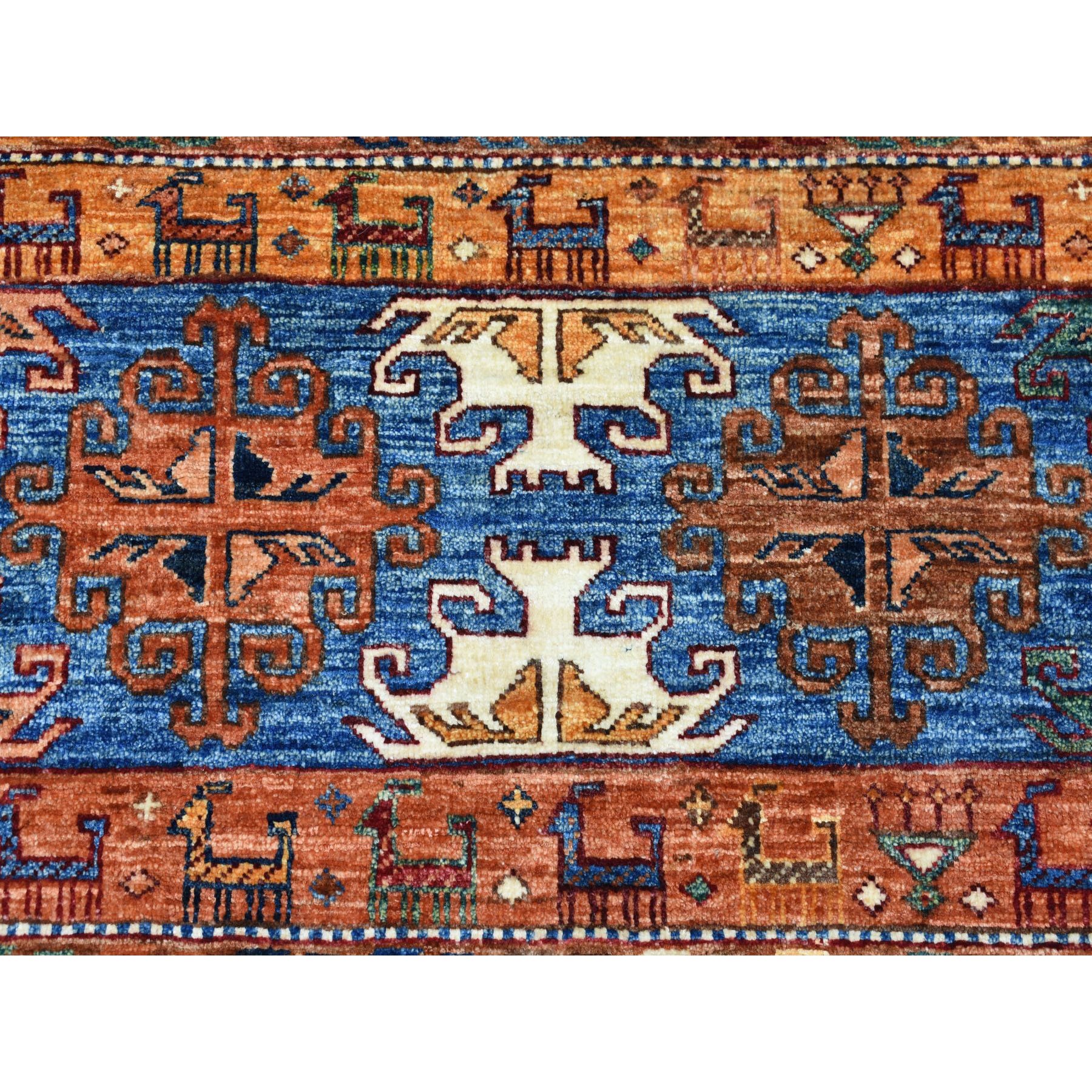 8'1"x9'5" Khorjin Design Colorful Super Kazak Pure Wool Hand Knotted Oriental Rug