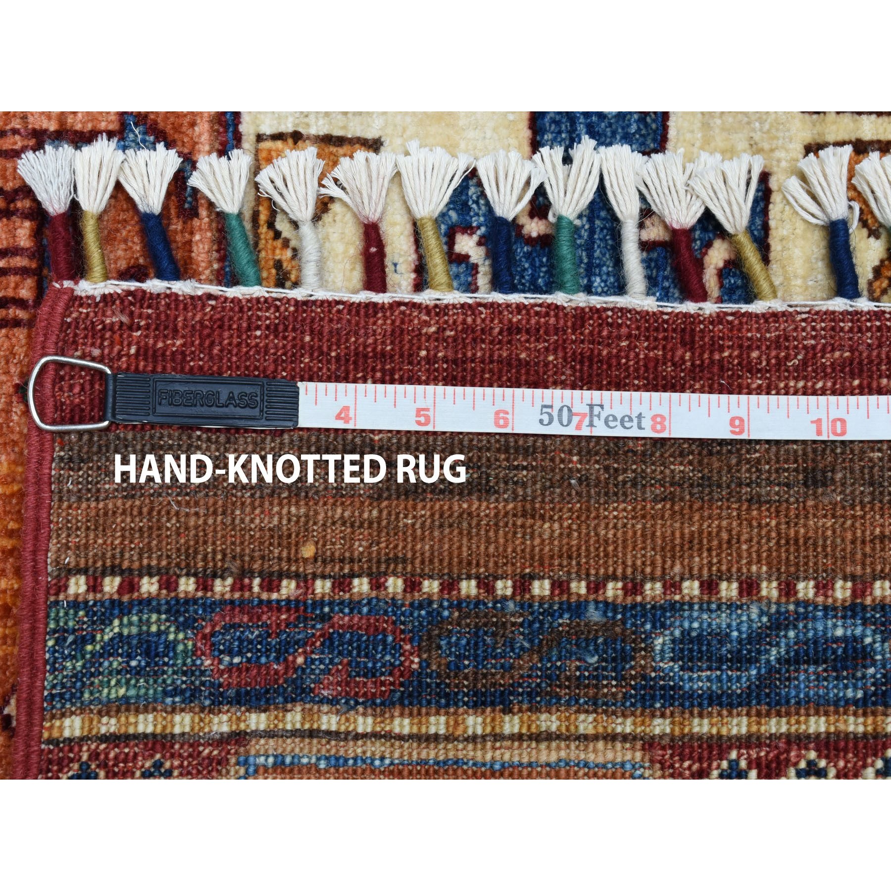 8'1"x9'5" Khorjin Design Colorful Super Kazak Pure Wool Hand Knotted Oriental Rug