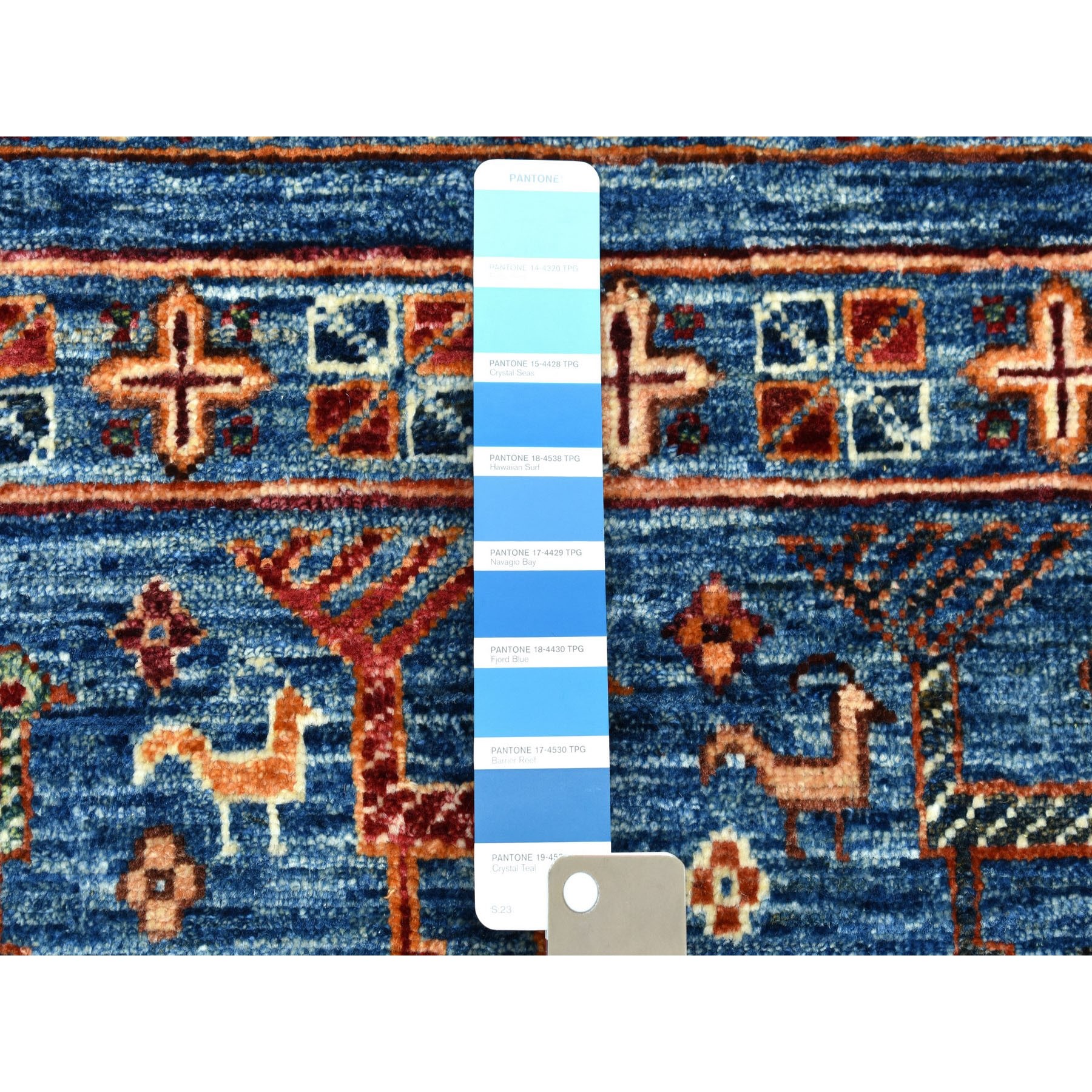 3-x4-7  Khorjin Design Blue Super Kazak With Animals Pure Wool Hand Knotted Oriental Rug 