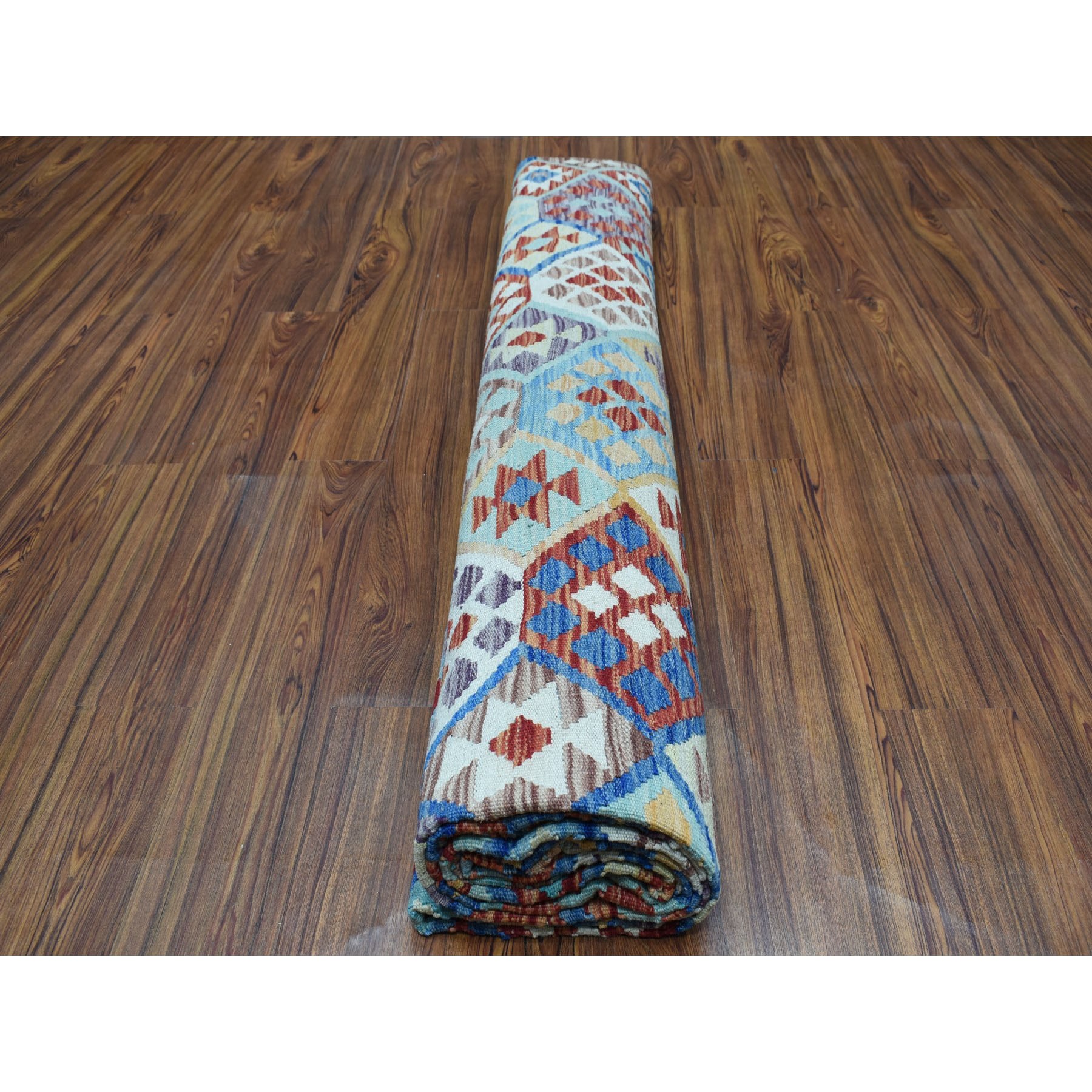 10-4 x13-1  Colorful Afghan Kilim Pure Wool Hand Woven Oriental Rug 