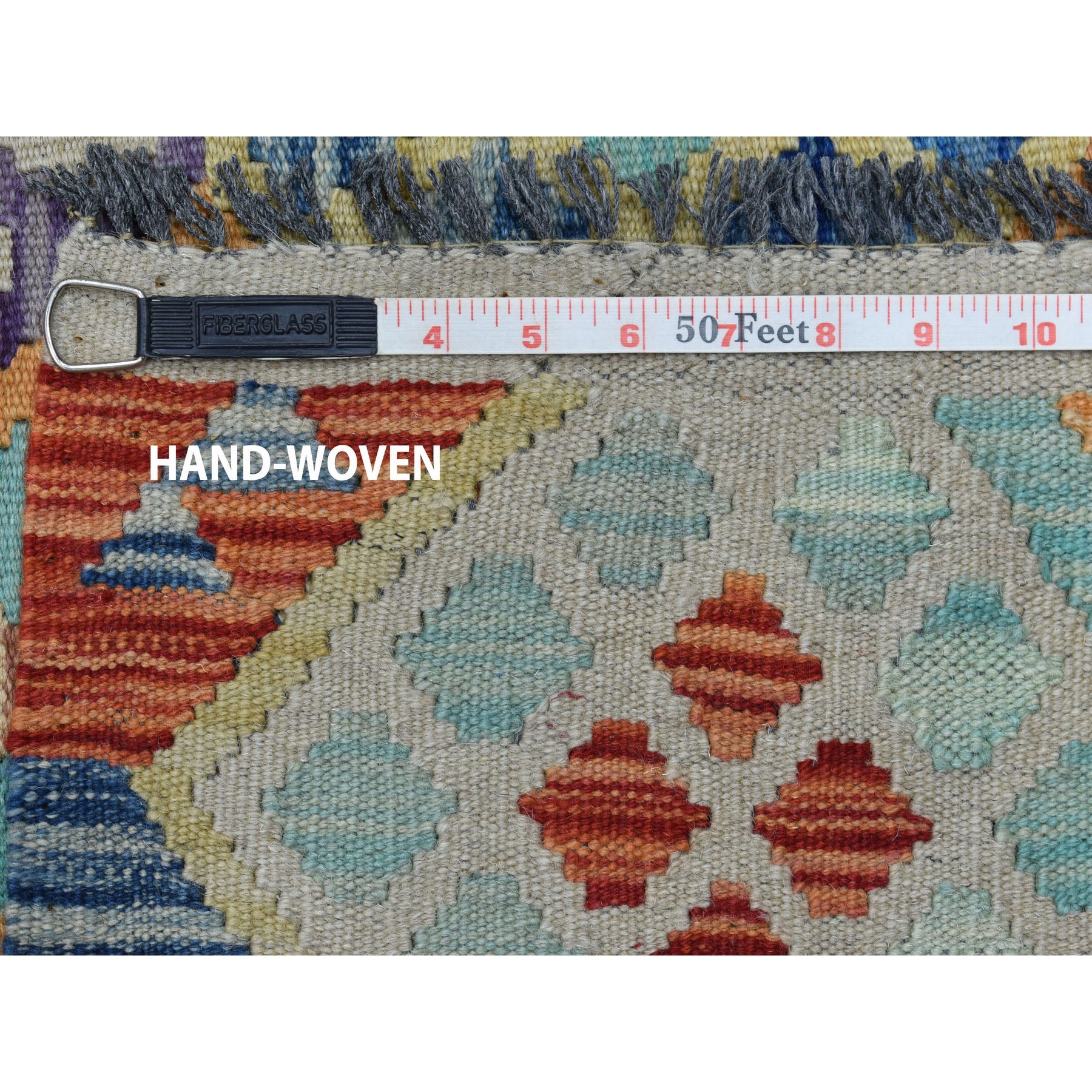 10-4 x13-1  Colorful Afghan Kilim Pure Wool Hand Woven Oriental Rug 