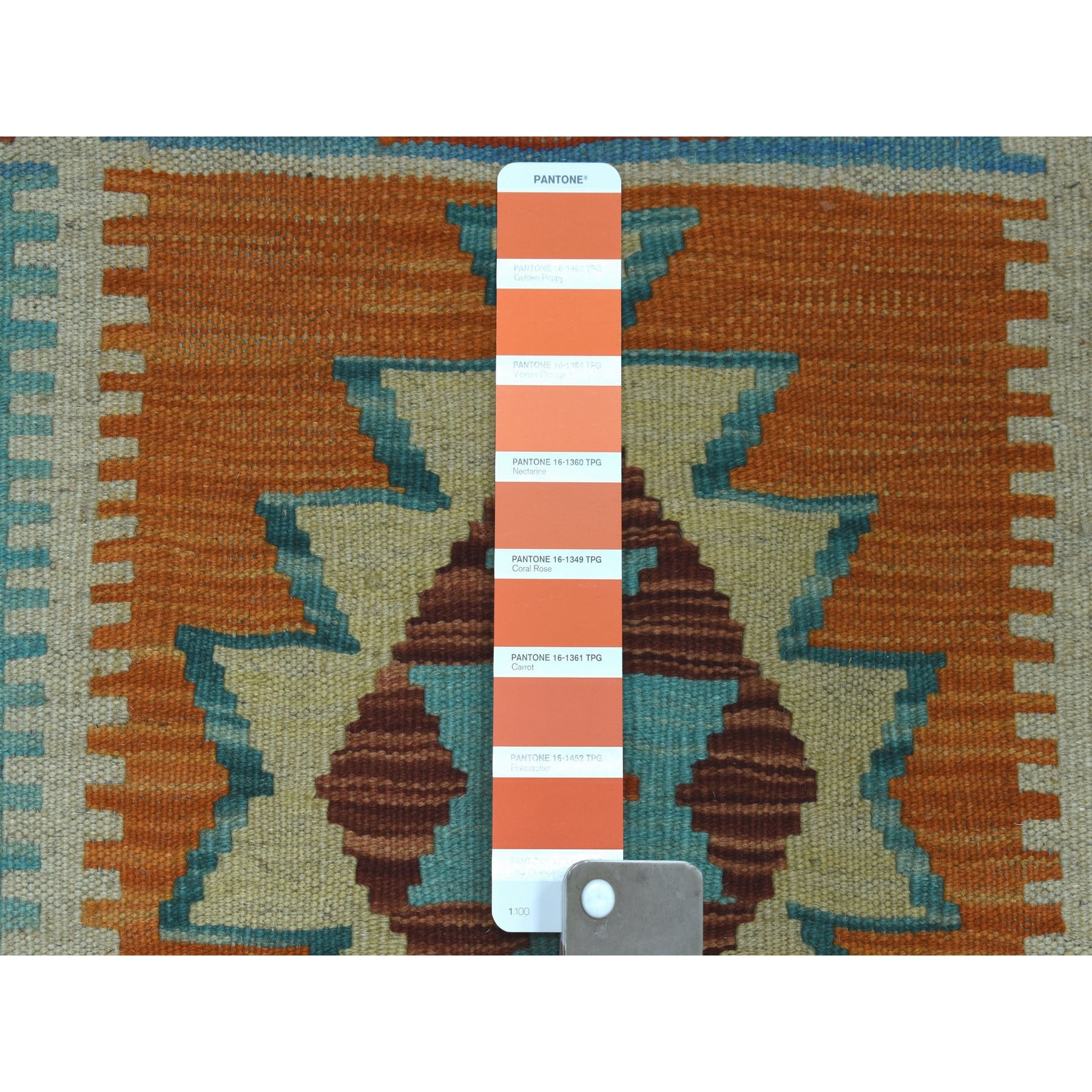 10'3"x11'3" Colorful Afghan Kilim Pure Wool Hand Woven Oriental Rug
