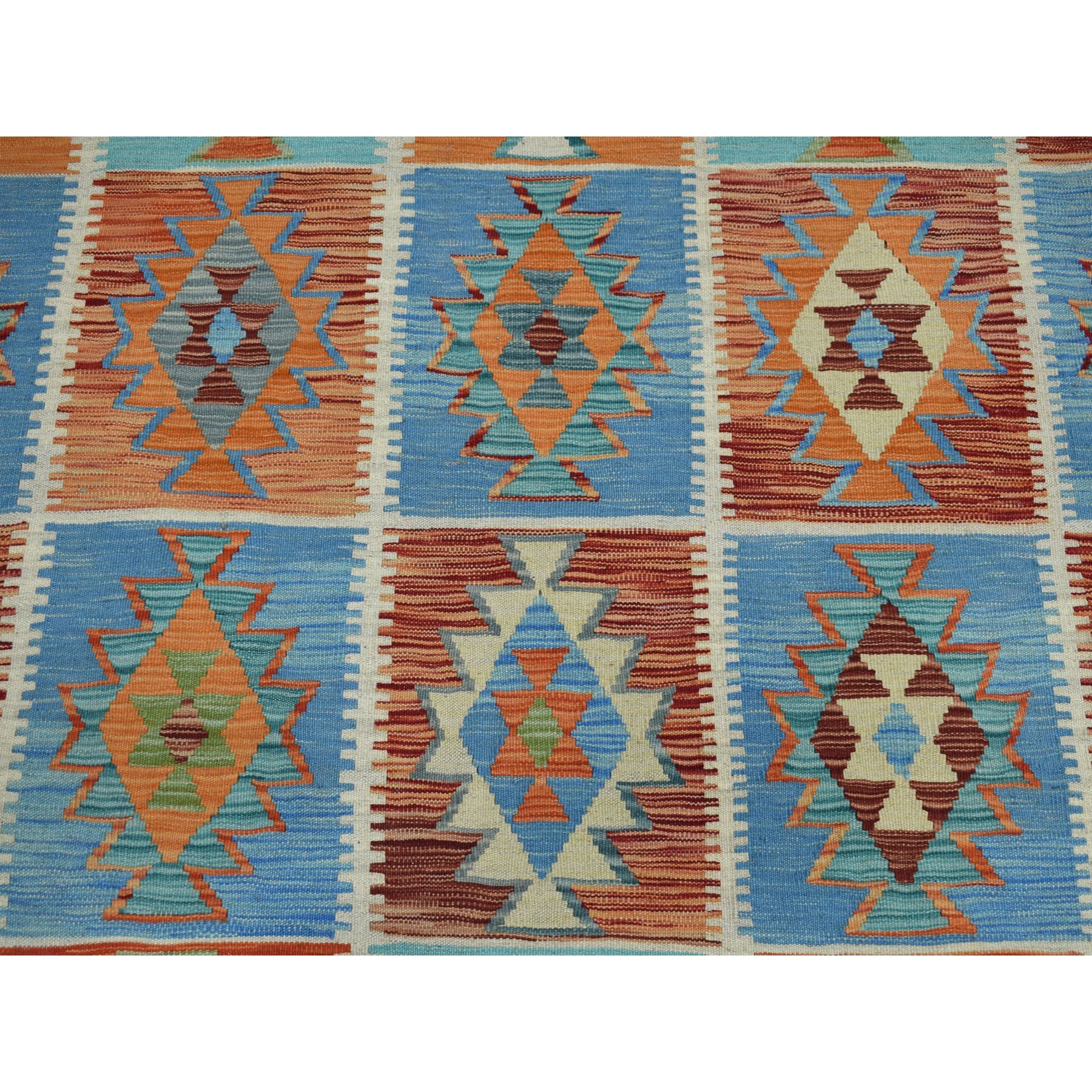 10'3"x11'3" Colorful Afghan Kilim Pure Wool Hand Woven Oriental Rug