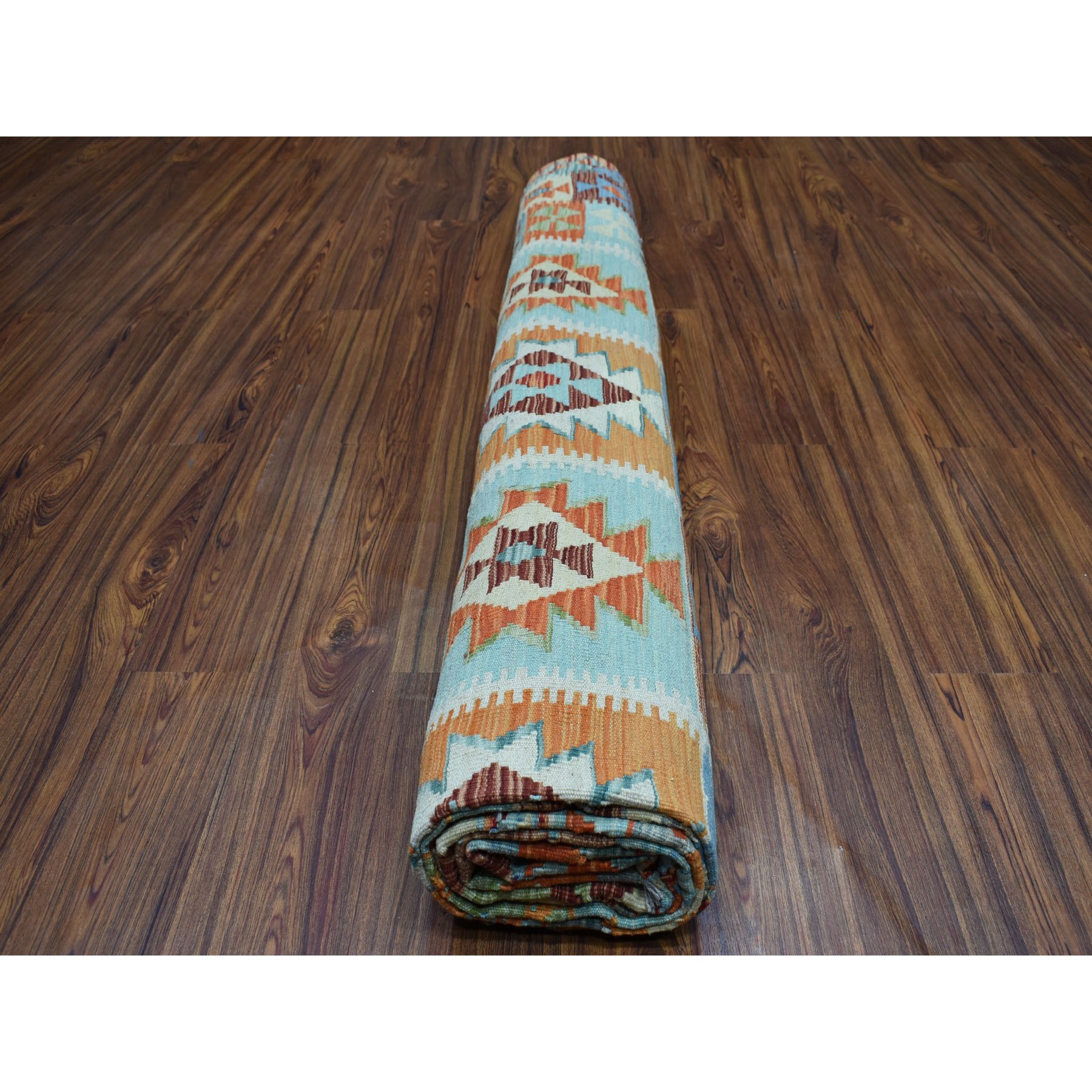 10'3"x11'3" Colorful Afghan Kilim Pure Wool Hand Woven Oriental Rug