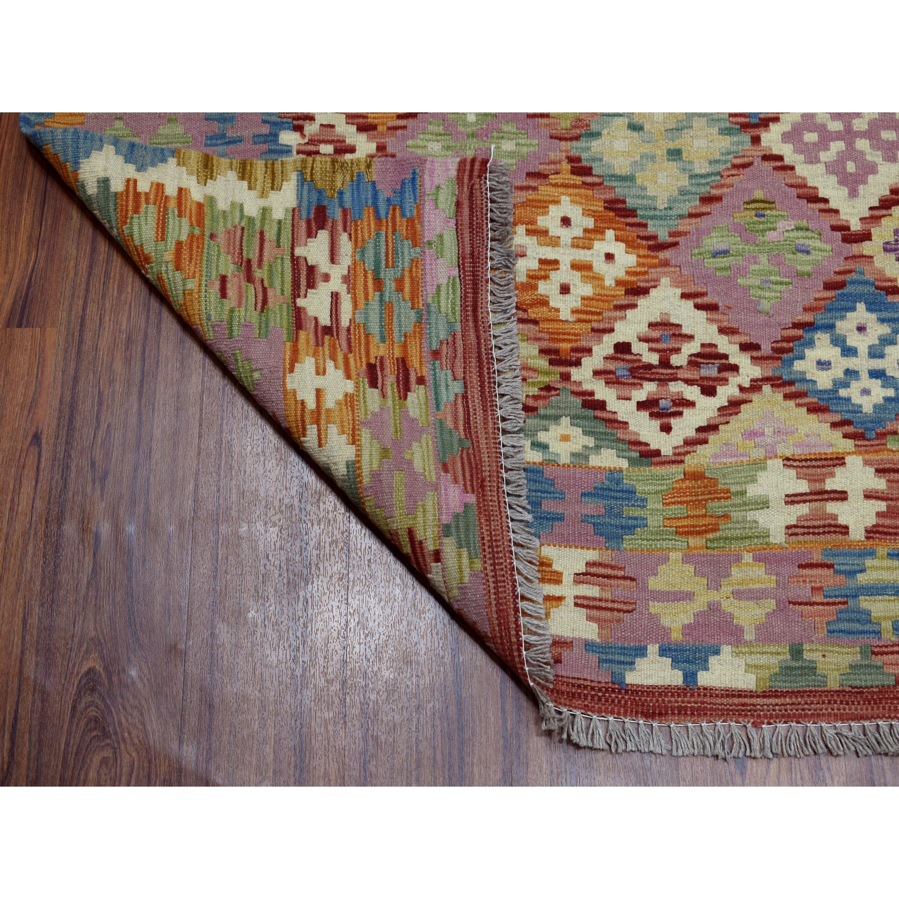 6-8 x9-7  Colorful Afghan Kilim Pure Wool Hand Woven Oriental Rug 