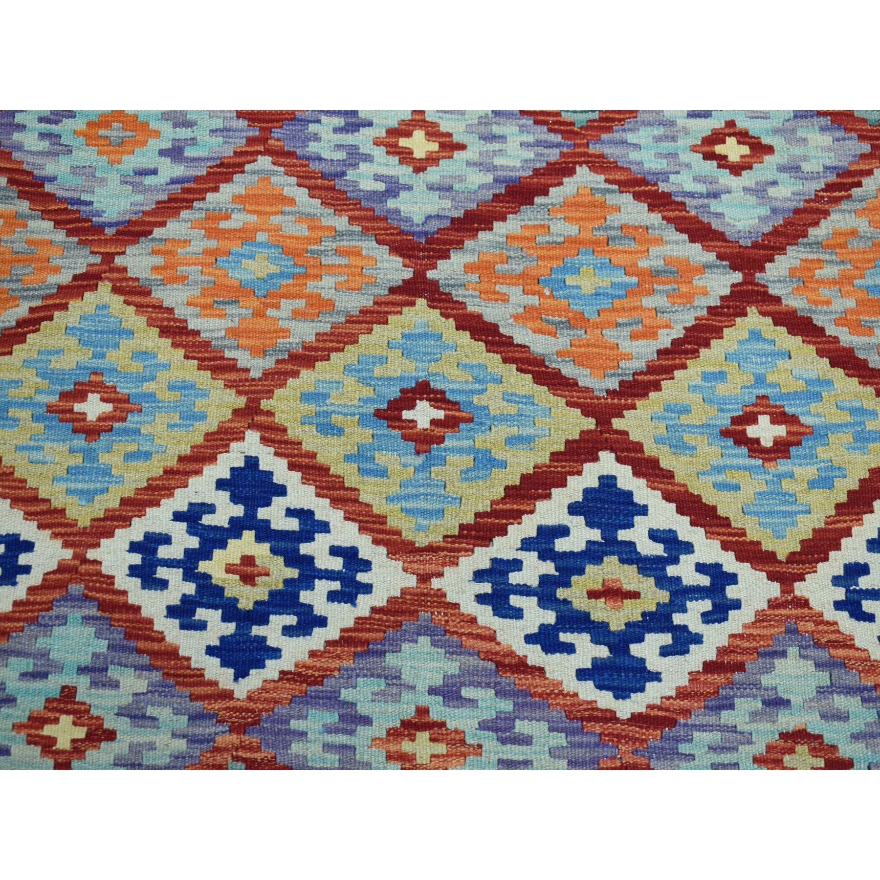 8-1 x9-2  Colorful Afghan Kilim Pure Wool Hand Woven Oriental Rug 