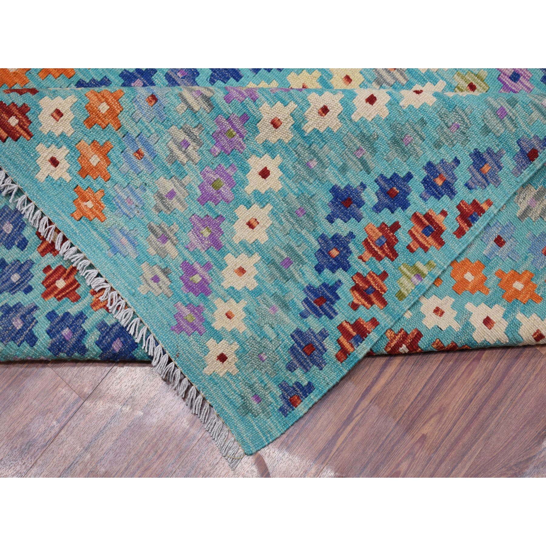 10-2 x13-1  Colorful Afghan Kilim Pure Wool Hand Woven Oriental Rug 