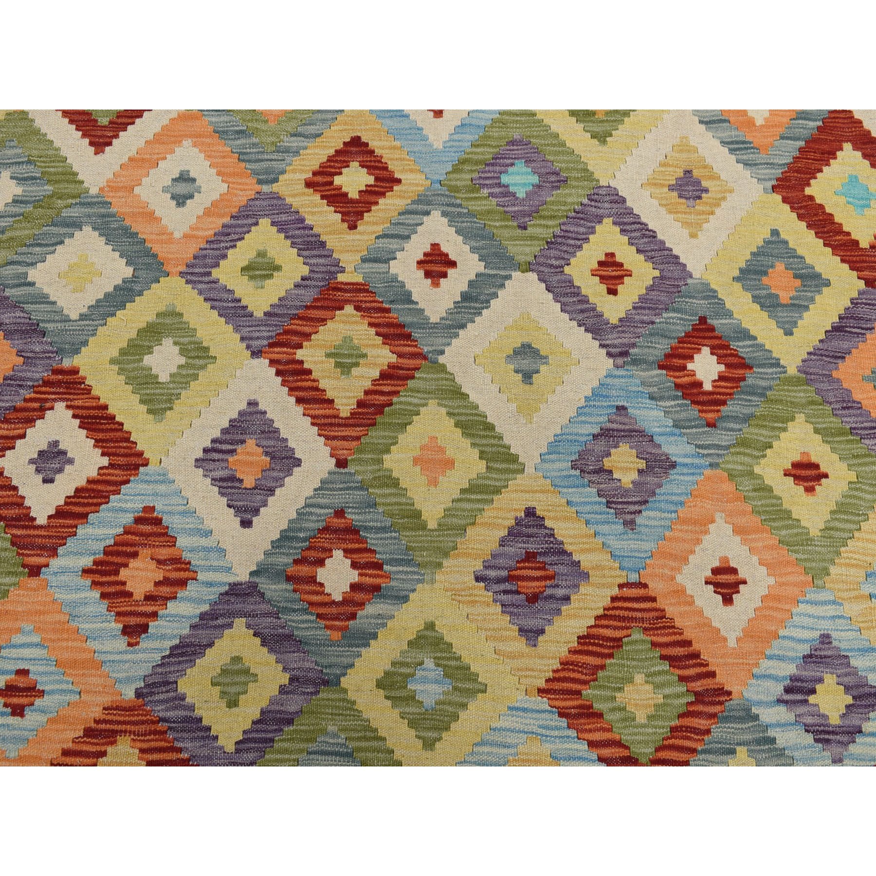 8-6 x9-7  Colorful Afghan Kilim Pure Wool Hand Woven Oriental Rug 