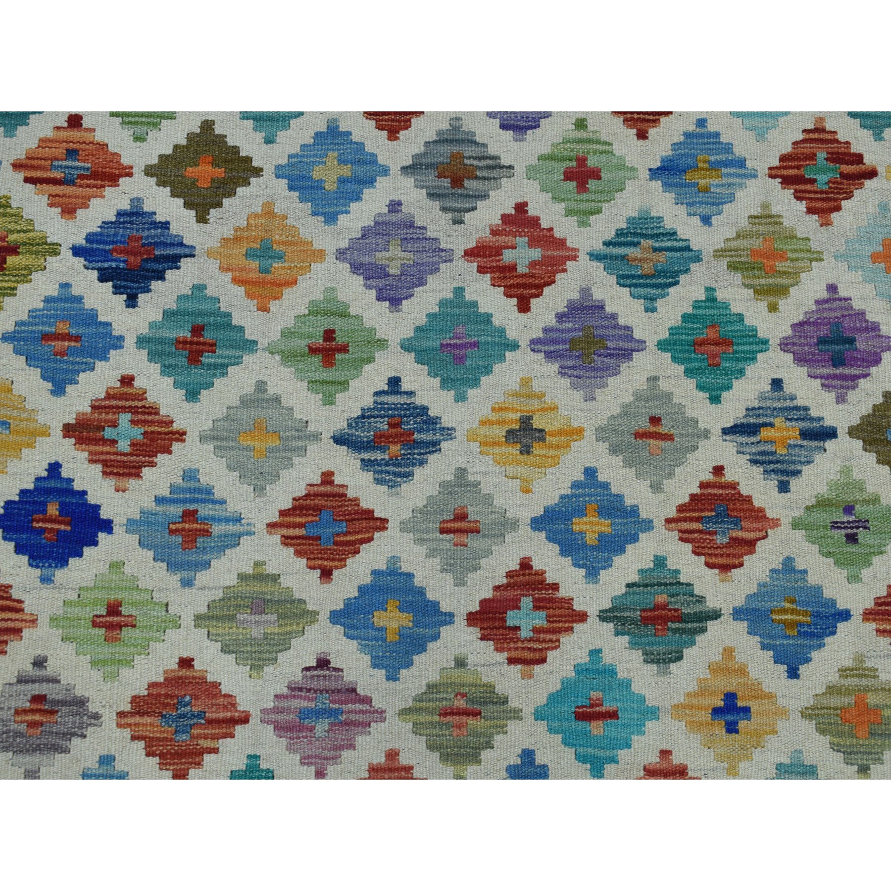 8'3"x11'5" Colorful Afghan Kilim Pure Wool Hand Woven Oriental Rug