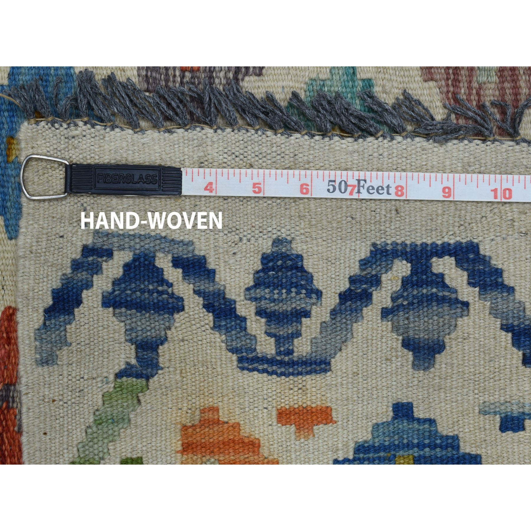 8'3"x11'5" Colorful Afghan Kilim Pure Wool Hand Woven Oriental Rug