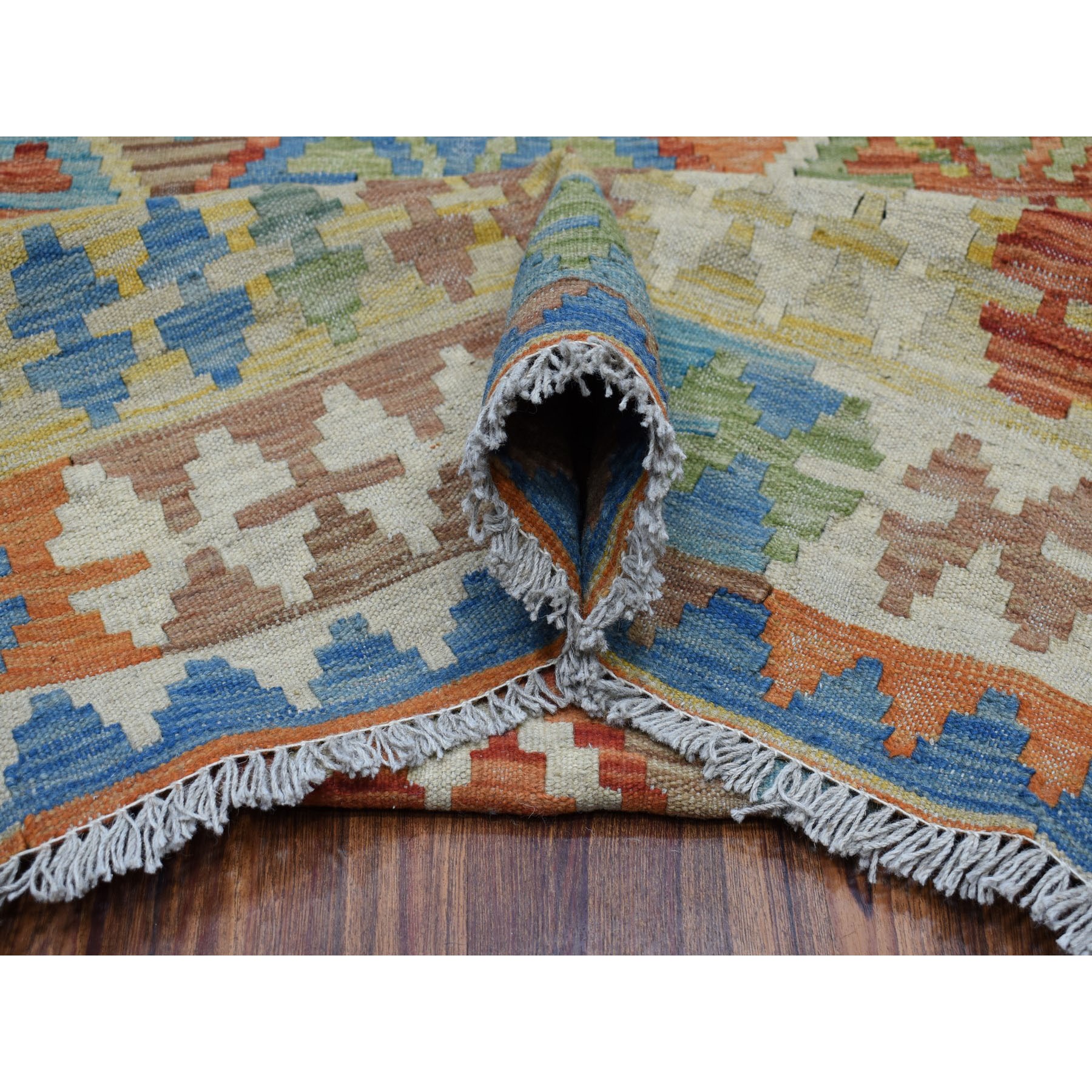 8-2 x9-6  Colorful Afghan Kilim Pure Wool Hand Woven Oriental Rug 