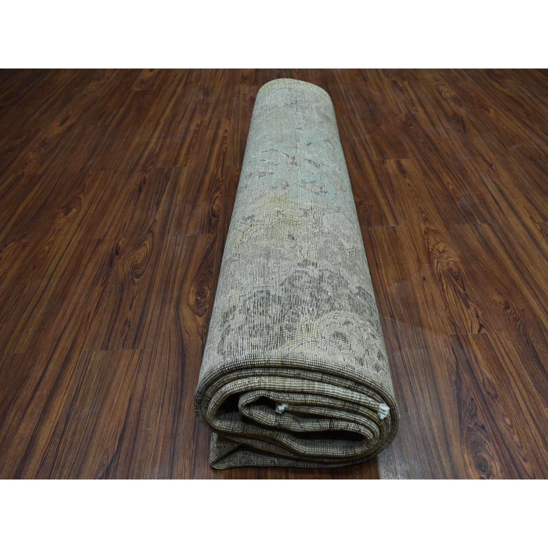 9'8"x13' Gray Vintage Persian Tabriz Worn Pile Hand Knotted Oriental Rug