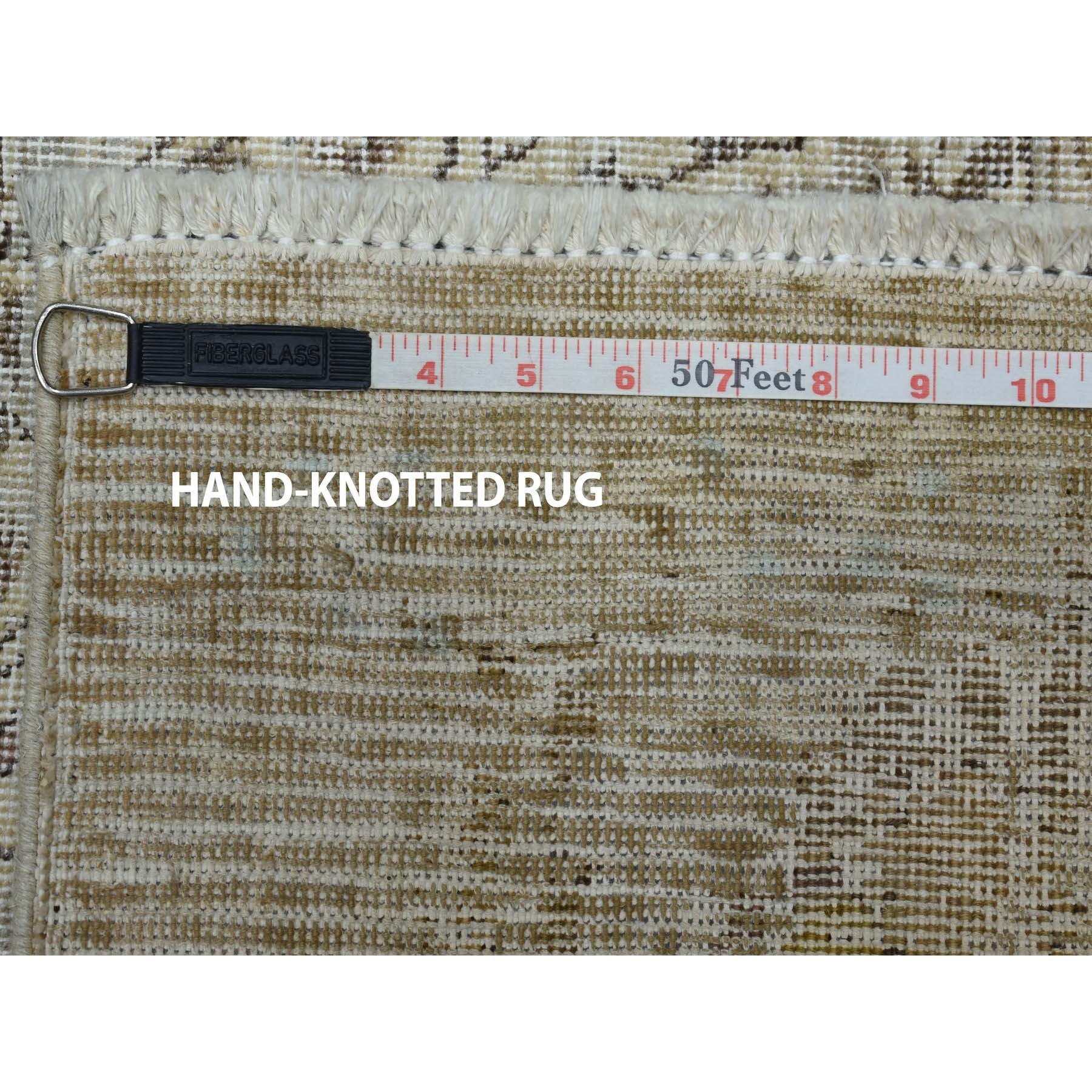 9'8"x13' Gray Vintage Persian Tabriz Worn Pile Hand Knotted Oriental Rug