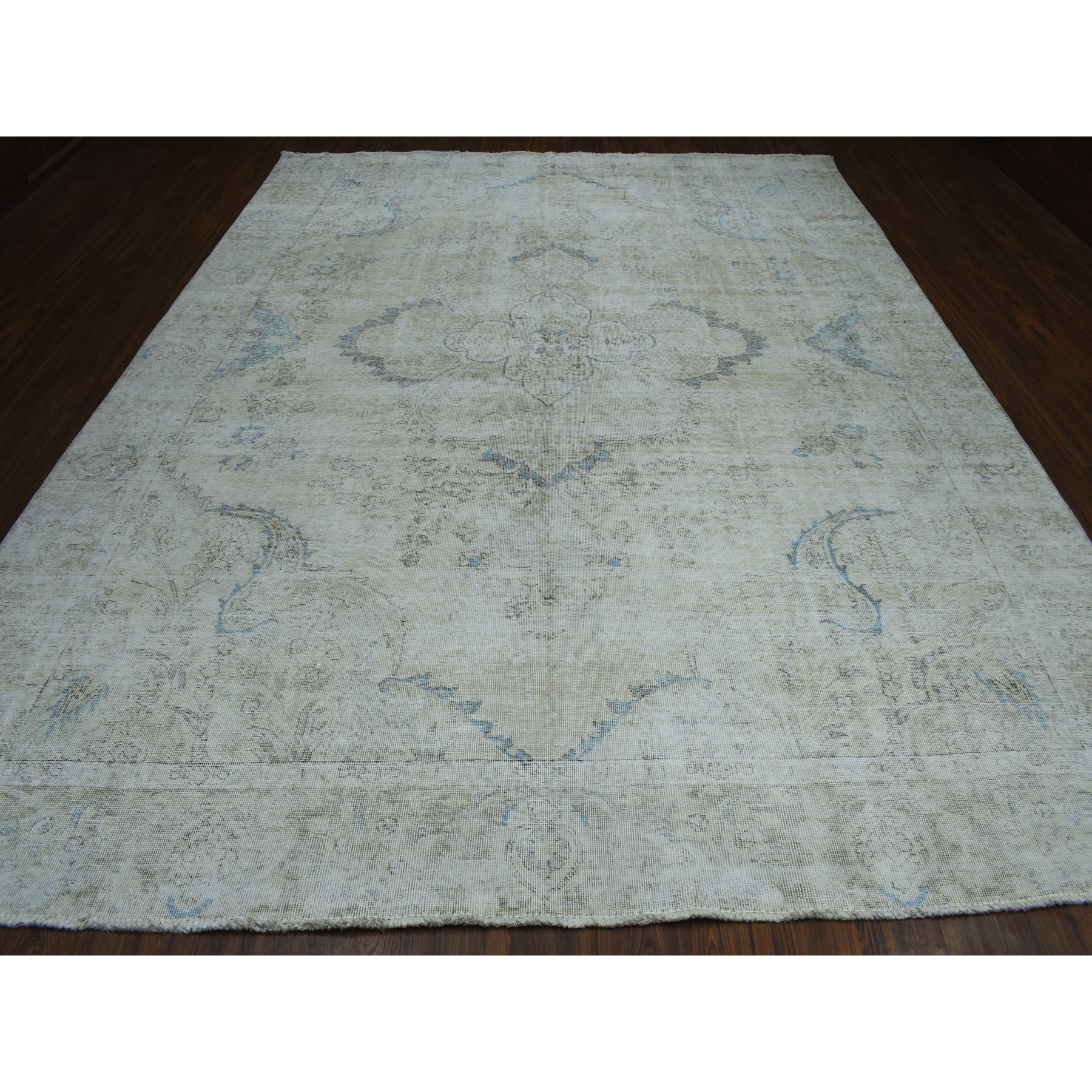 9'6"x12'4" Gray Vintage Persian Tabriz Pure Wool Hand Knotted Oriental Rug