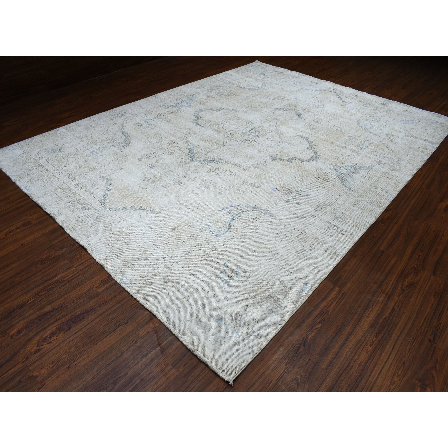 9'6"x12'4" Gray Vintage Persian Tabriz Pure Wool Hand Knotted Oriental Rug