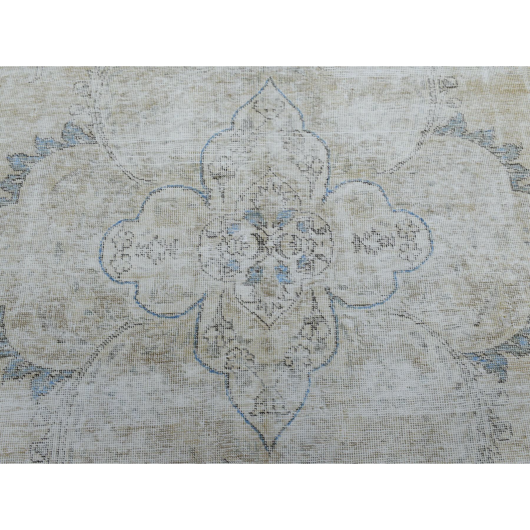 9'6"x12'4" Gray Vintage Persian Tabriz Pure Wool Hand Knotted Oriental Rug