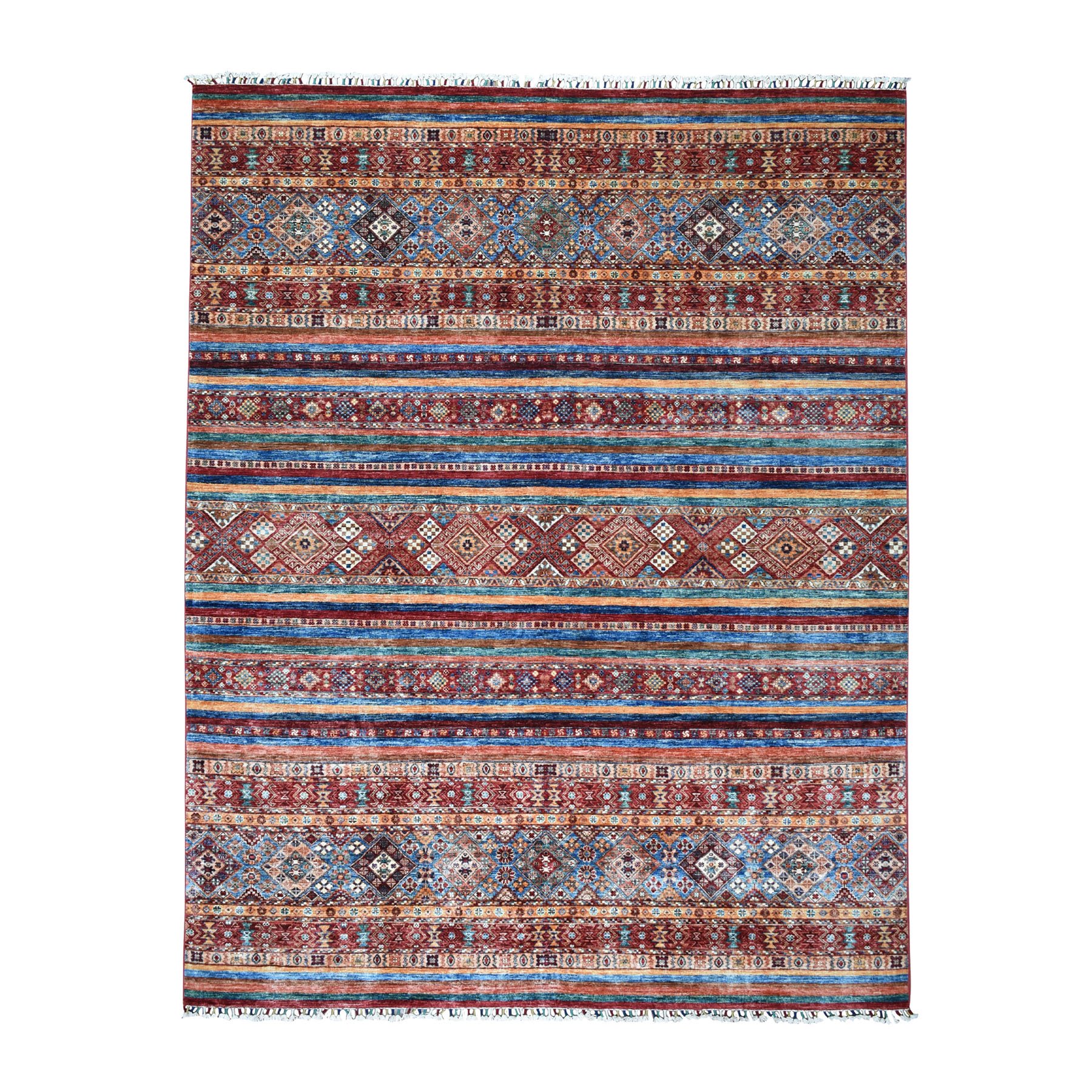8'1"x10' Khorjin Design Colorful Super Kazak Pure Wool Hand Knotted Oriental Rug