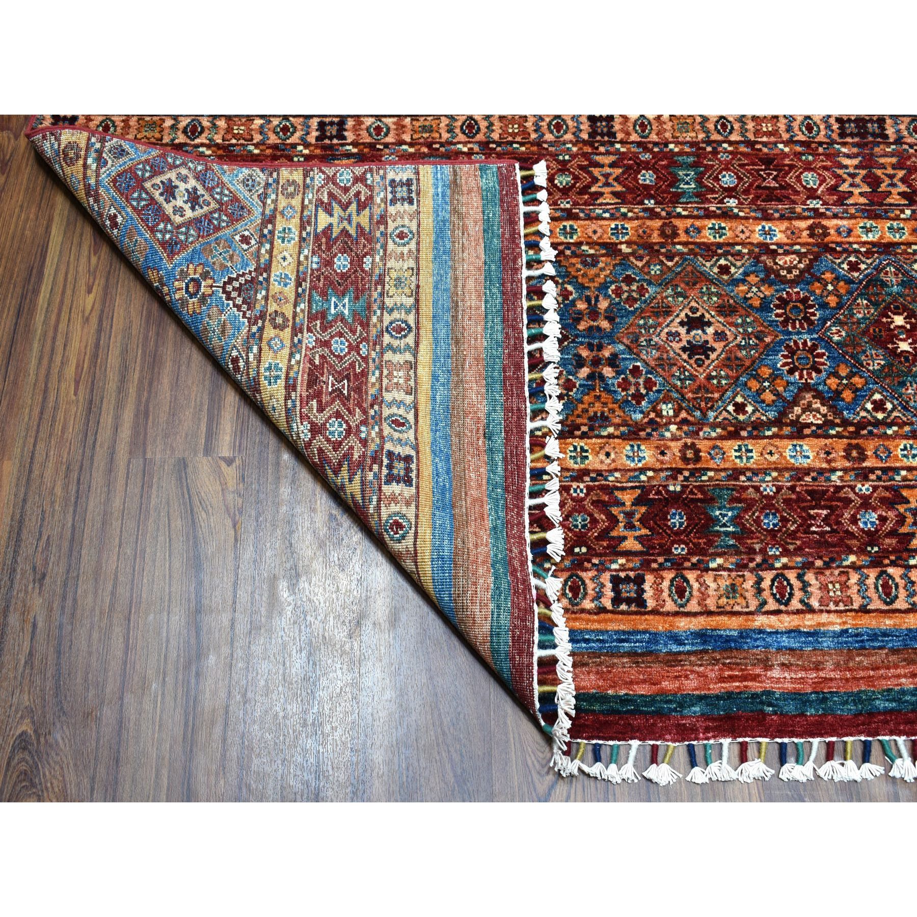 8'1"x10' Khorjin Design Colorful Super Kazak Pure Wool Hand Knotted Oriental Rug