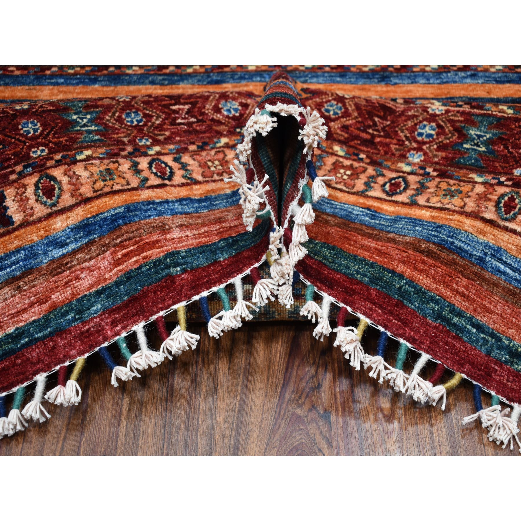 8'1"x10' Khorjin Design Colorful Super Kazak Pure Wool Hand Knotted Oriental Rug