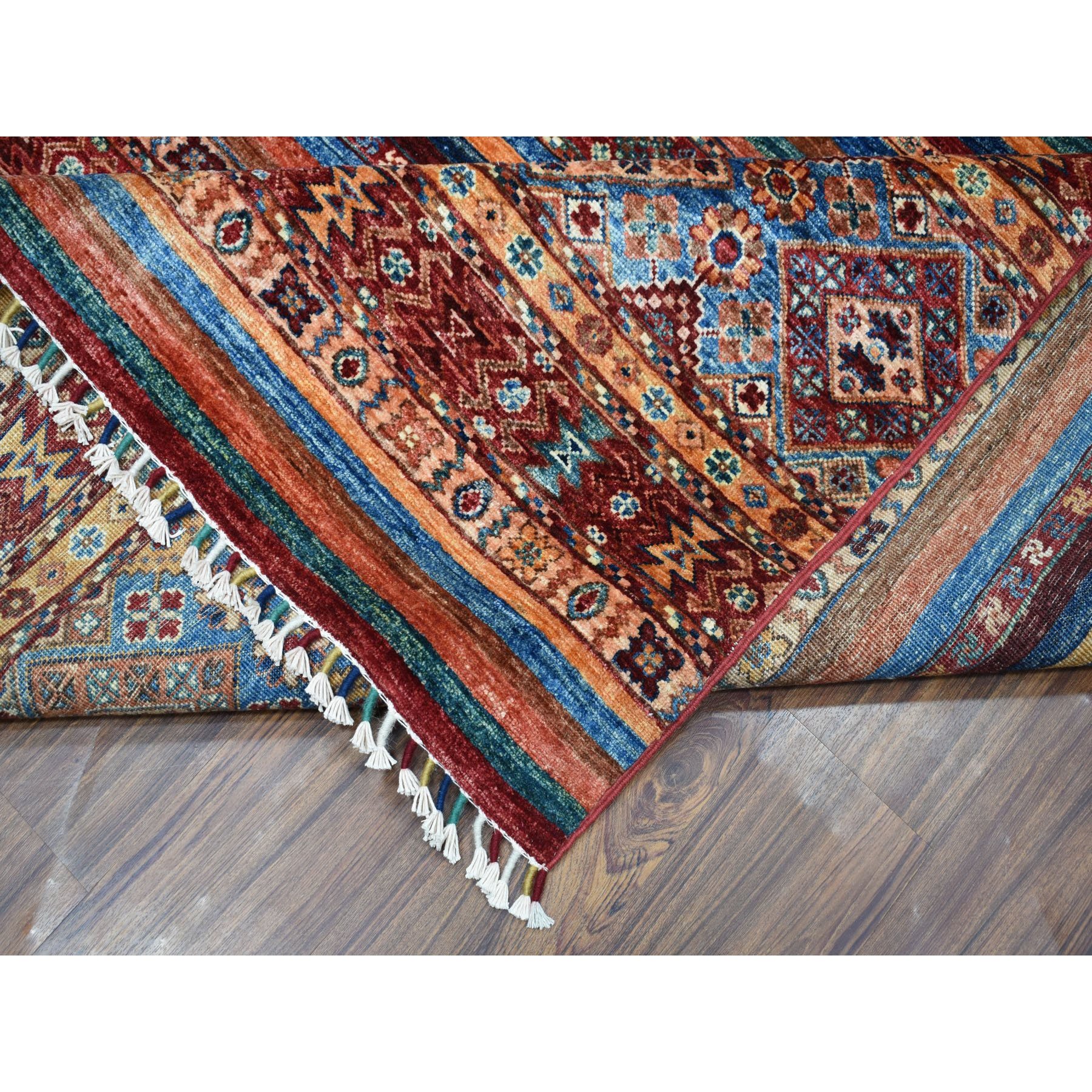 8'1"x10' Khorjin Design Colorful Super Kazak Pure Wool Hand Knotted Oriental Rug