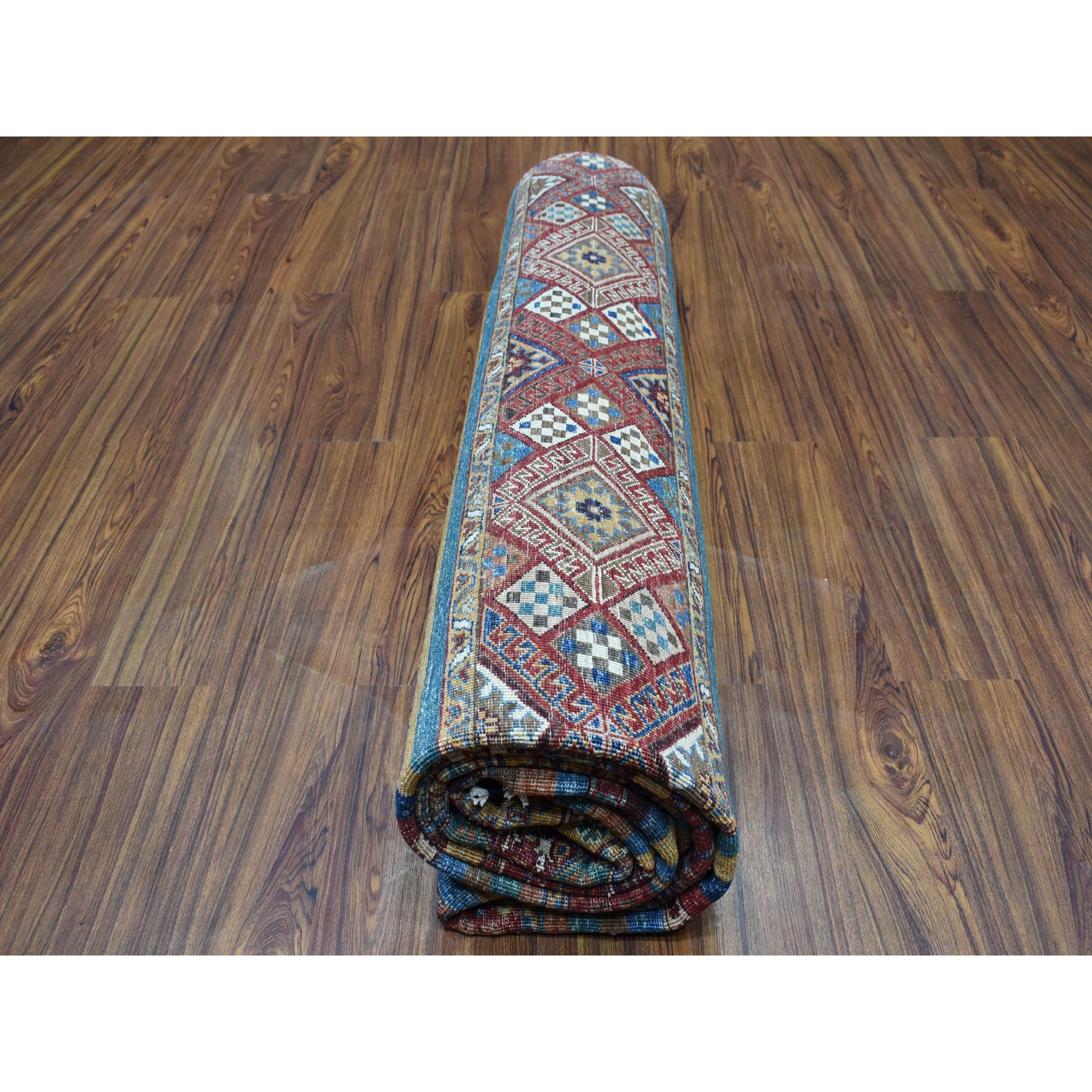 8'1"x10' Khorjin Design Colorful Super Kazak Pure Wool Hand Knotted Oriental Rug