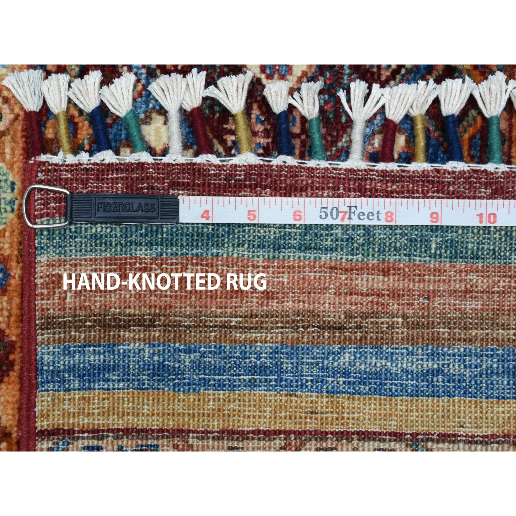 8'1"x10' Khorjin Design Colorful Super Kazak Pure Wool Hand Knotted Oriental Rug