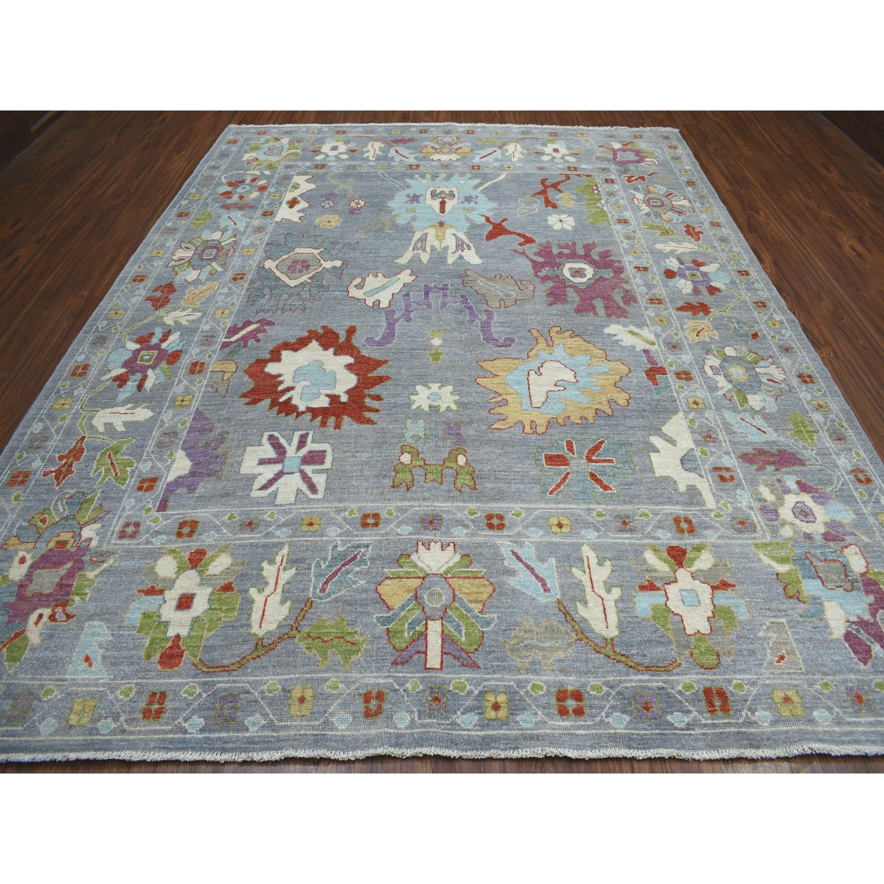 9-x11-5  Grey Angora Oushak Pure Wool Hand Knotted Oriental Rug 