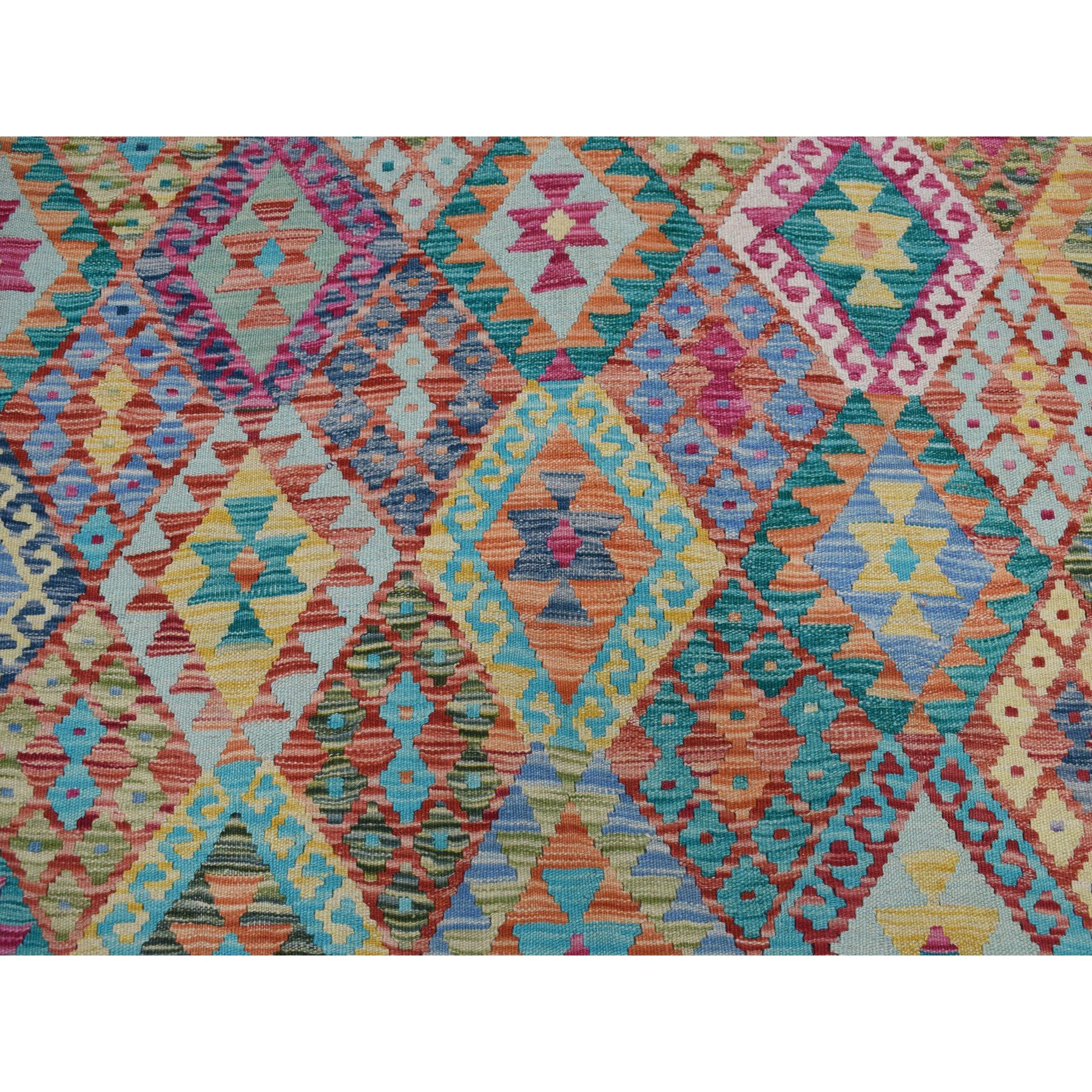 9'10"x13'1" Veggie Dyes Afghan Kilim Pure Wool Hand Woven Oriental Rug