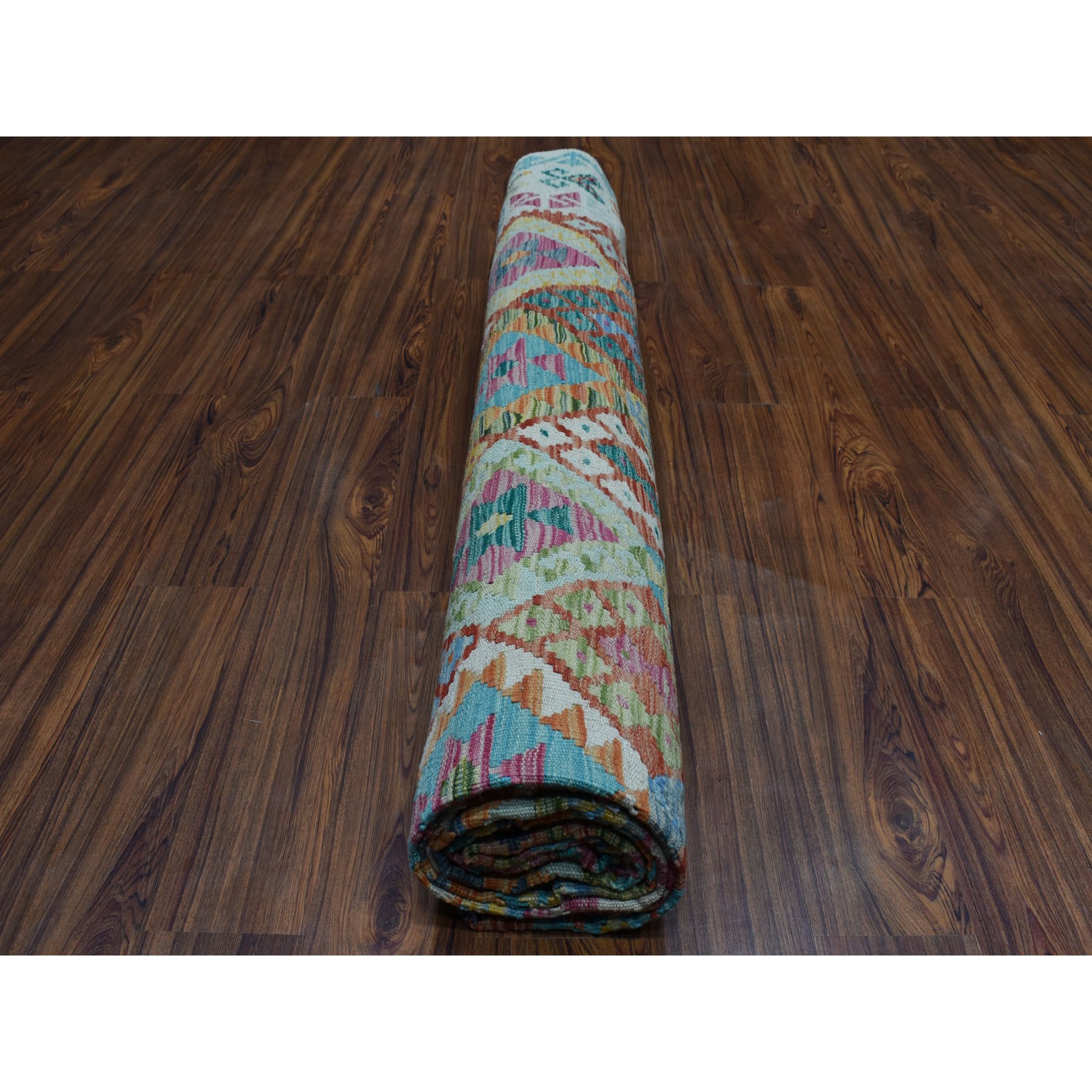 9'10"x13'1" Veggie Dyes Afghan Kilim Pure Wool Hand Woven Oriental Rug