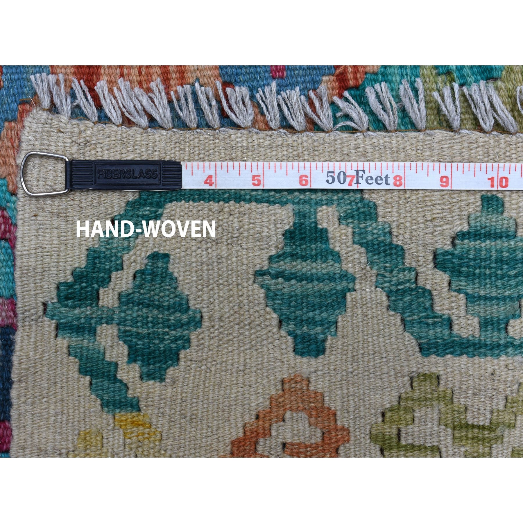 9'10"x13'1" Veggie Dyes Afghan Kilim Pure Wool Hand Woven Oriental Rug