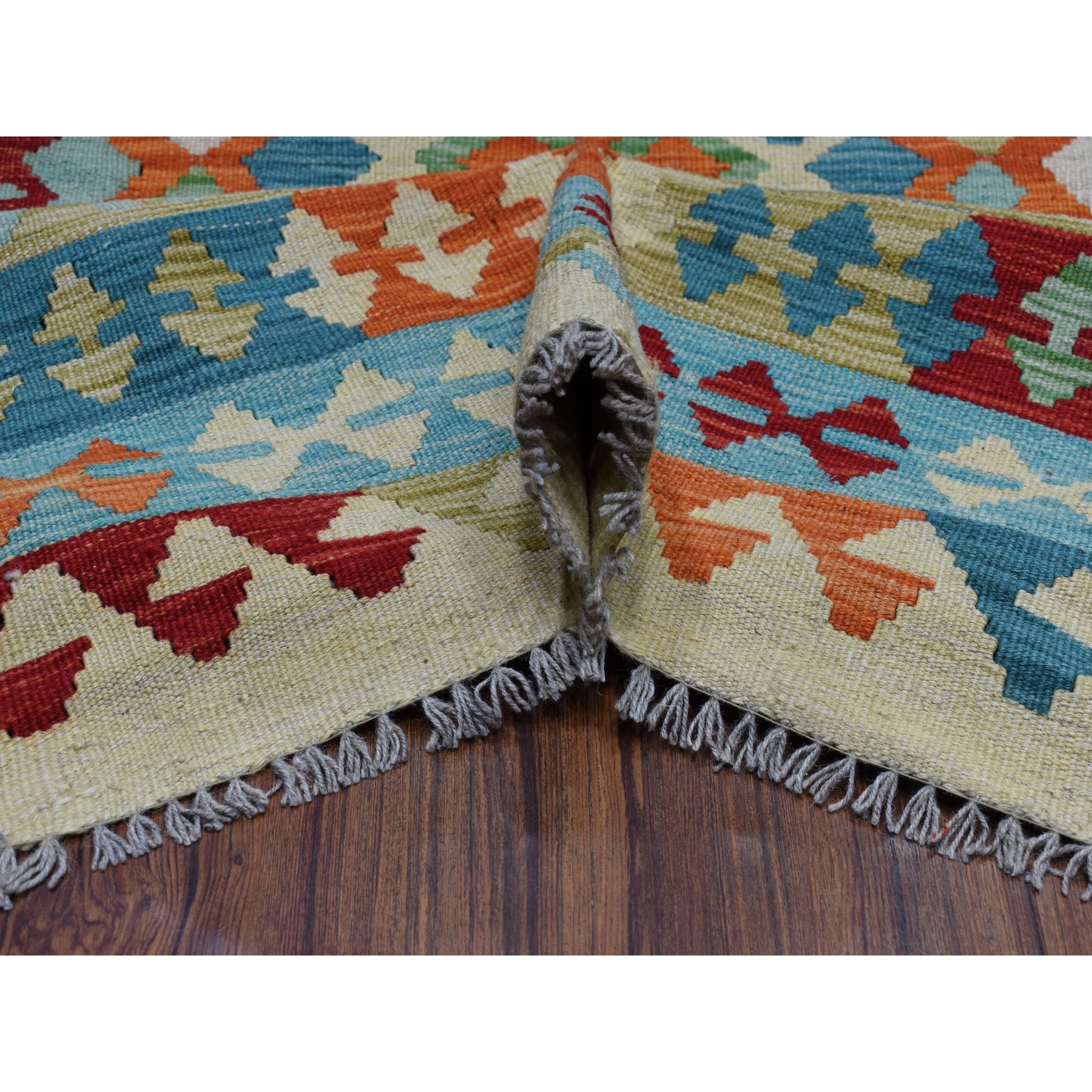 9-9 x12-7  Colorful Afghan Kilim Pure Wool Hand Woven Oriental Rug 