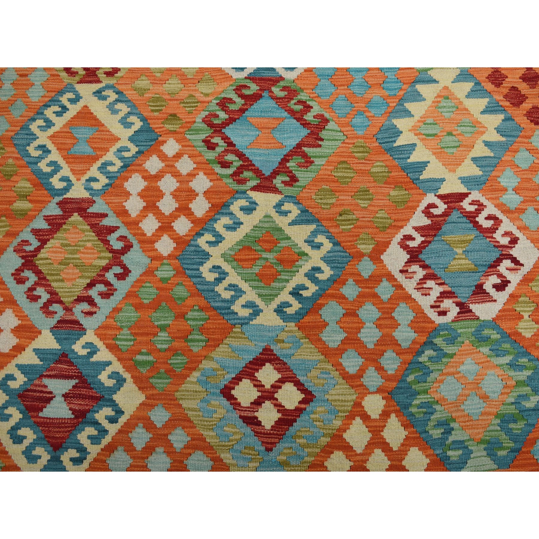 9-9 x12-7  Colorful Afghan Kilim Pure Wool Hand Woven Oriental Rug 