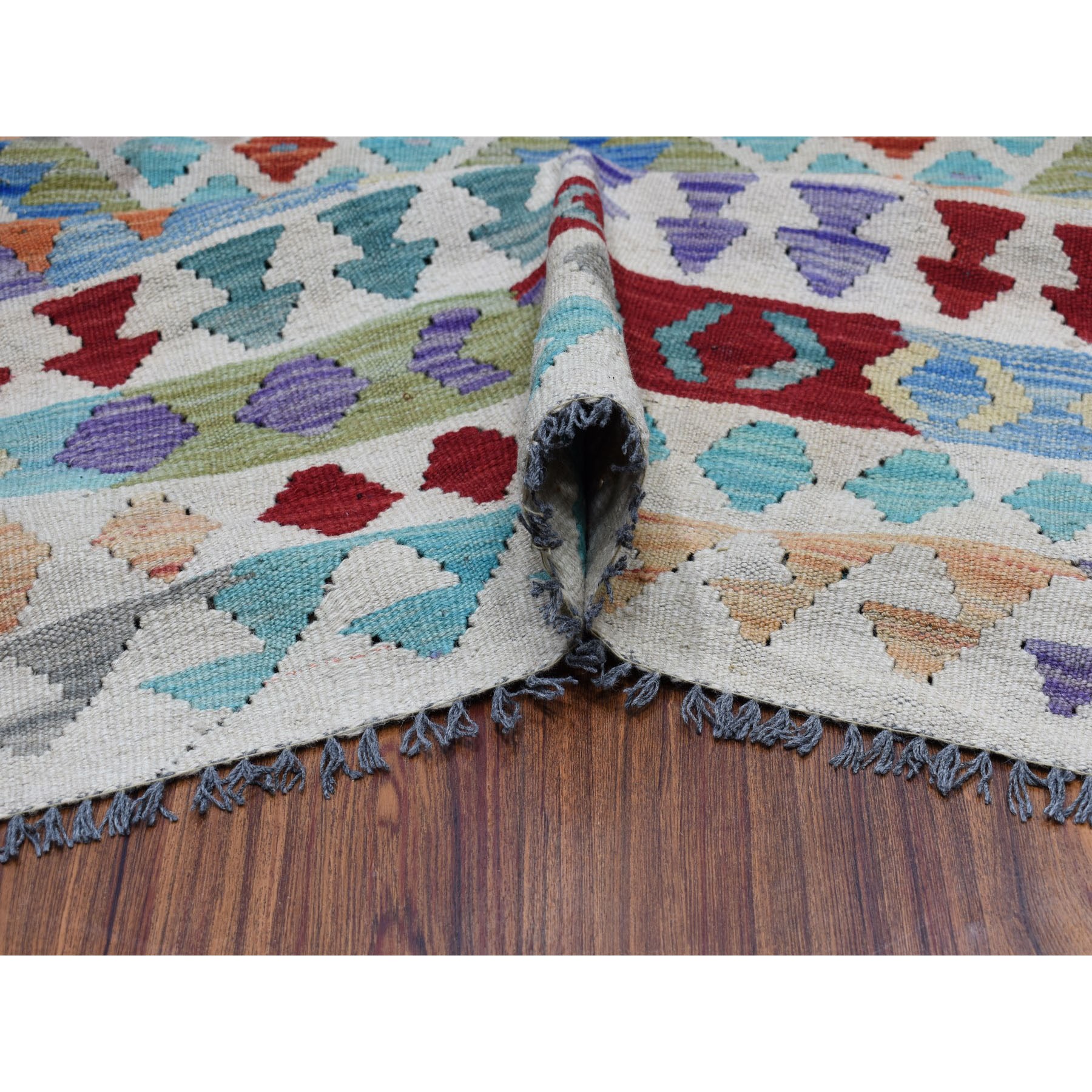 8-7 x11-8  Colorful Afghan Kilim Pure Wool Hand Woven Oriental Rug 