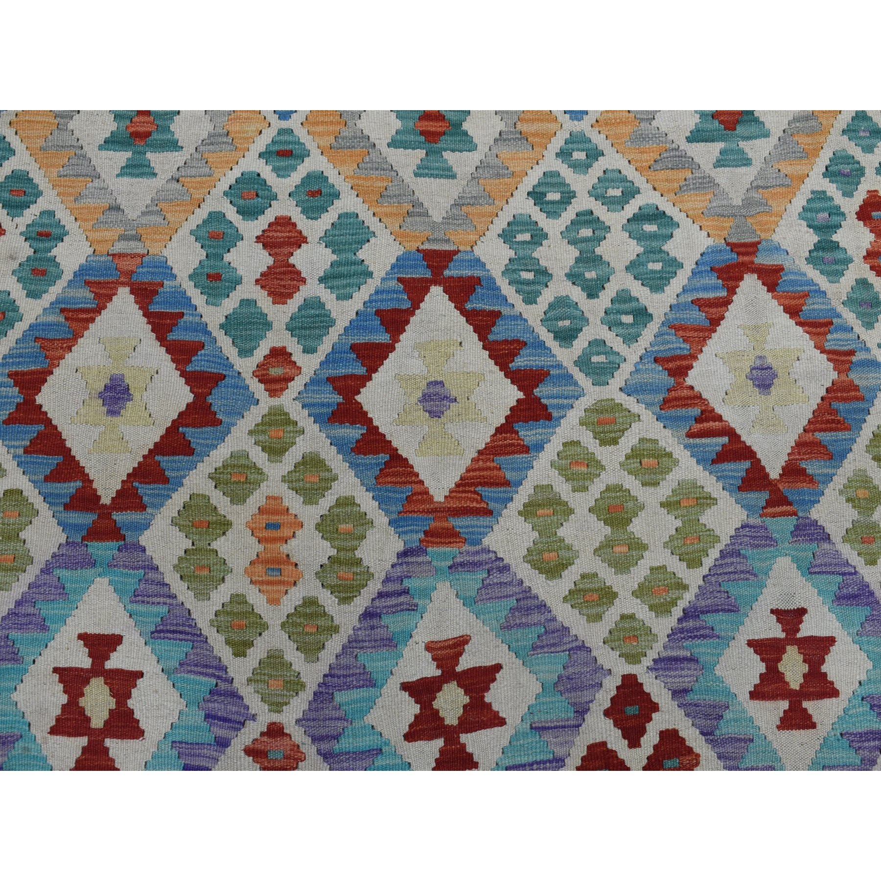 8-7 x11-8  Colorful Afghan Kilim Pure Wool Hand Woven Oriental Rug 