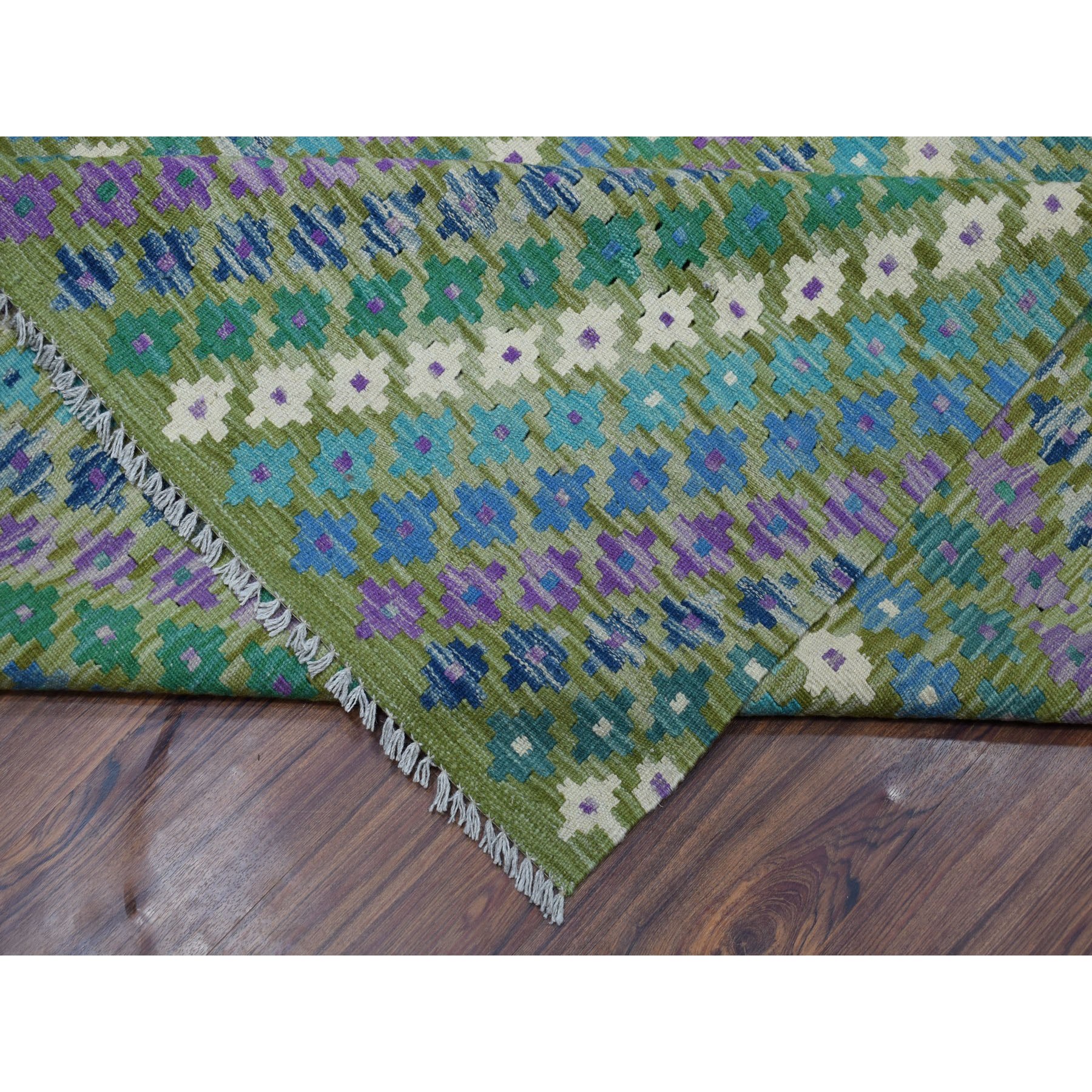 9-x12-2  Colorful Afghan Kilim Pure Wool Hand Woven Oriental Rug 