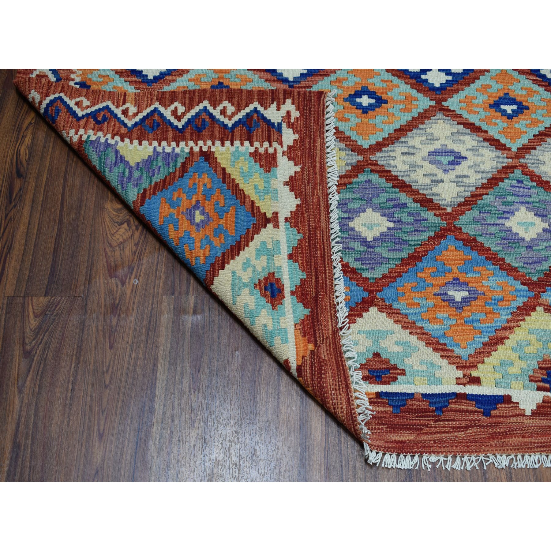 8-3 x9-3  Colorful Afghan Killim Pure Wool Hand Woven Oriental Rug 