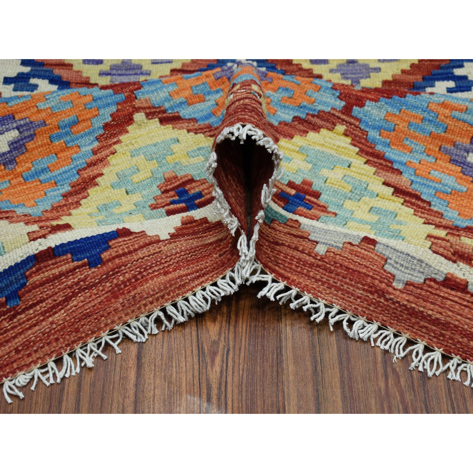 8-3 x9-3  Colorful Afghan Killim Pure Wool Hand Woven Oriental Rug 