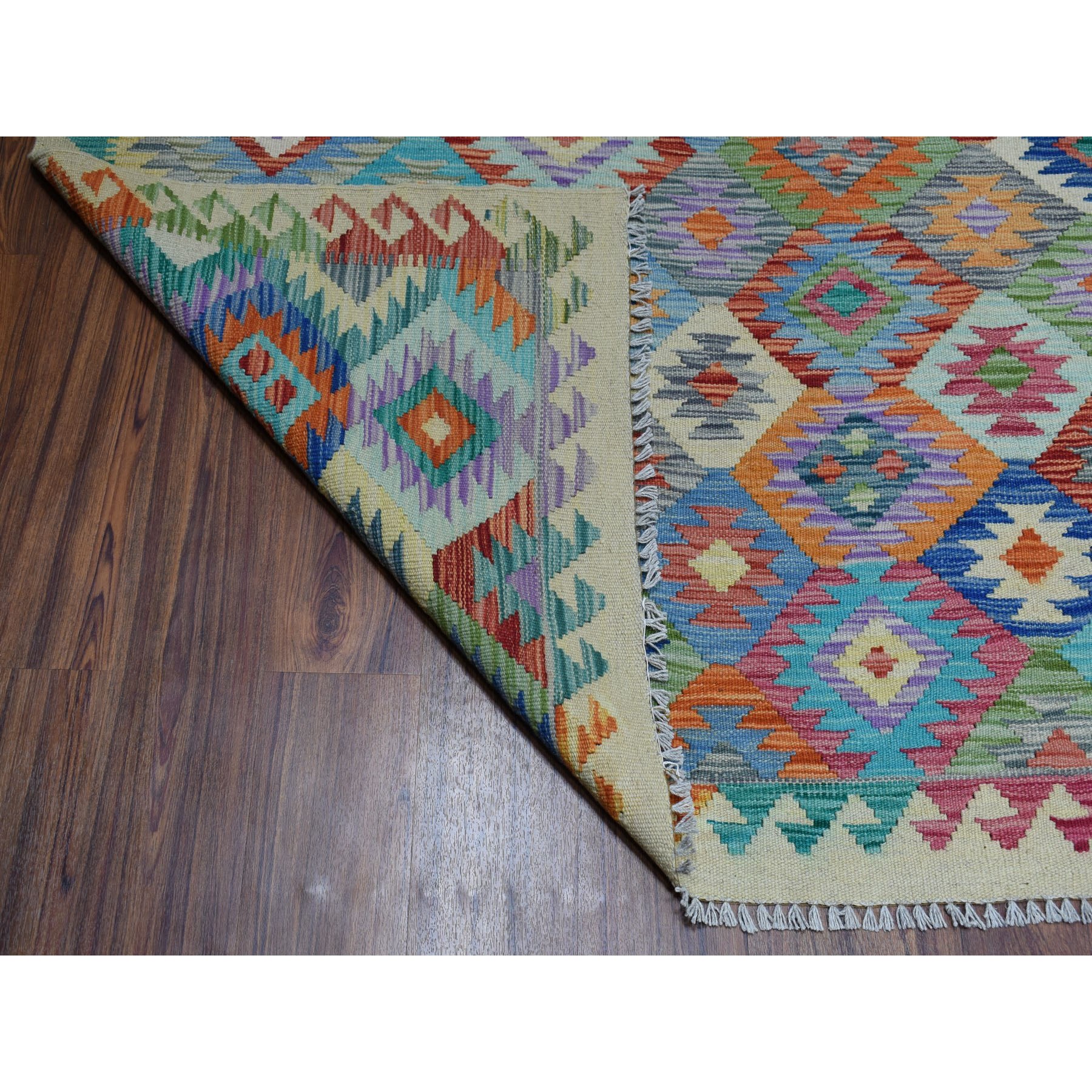 8-5 x10- Colorful Afghan Killim Pure Wool Hand Woven Oriental Rug 
