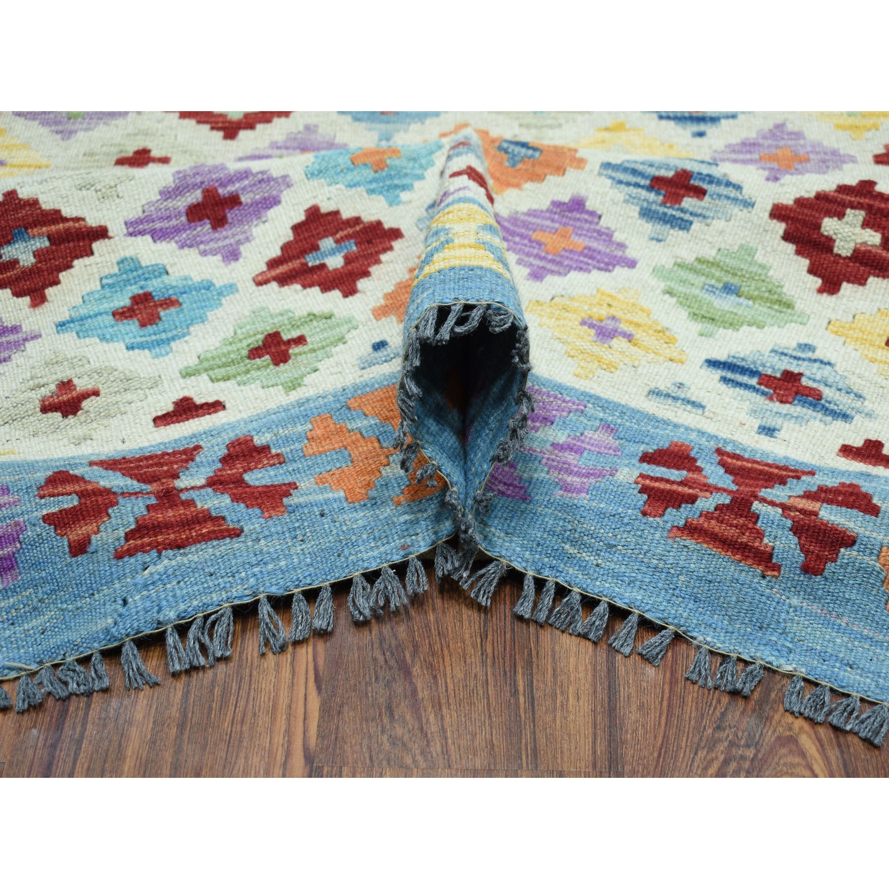 9-10 x13- Veggie Dyes Afghan Killim Pure Wool Hand Woven Oriental Rug 