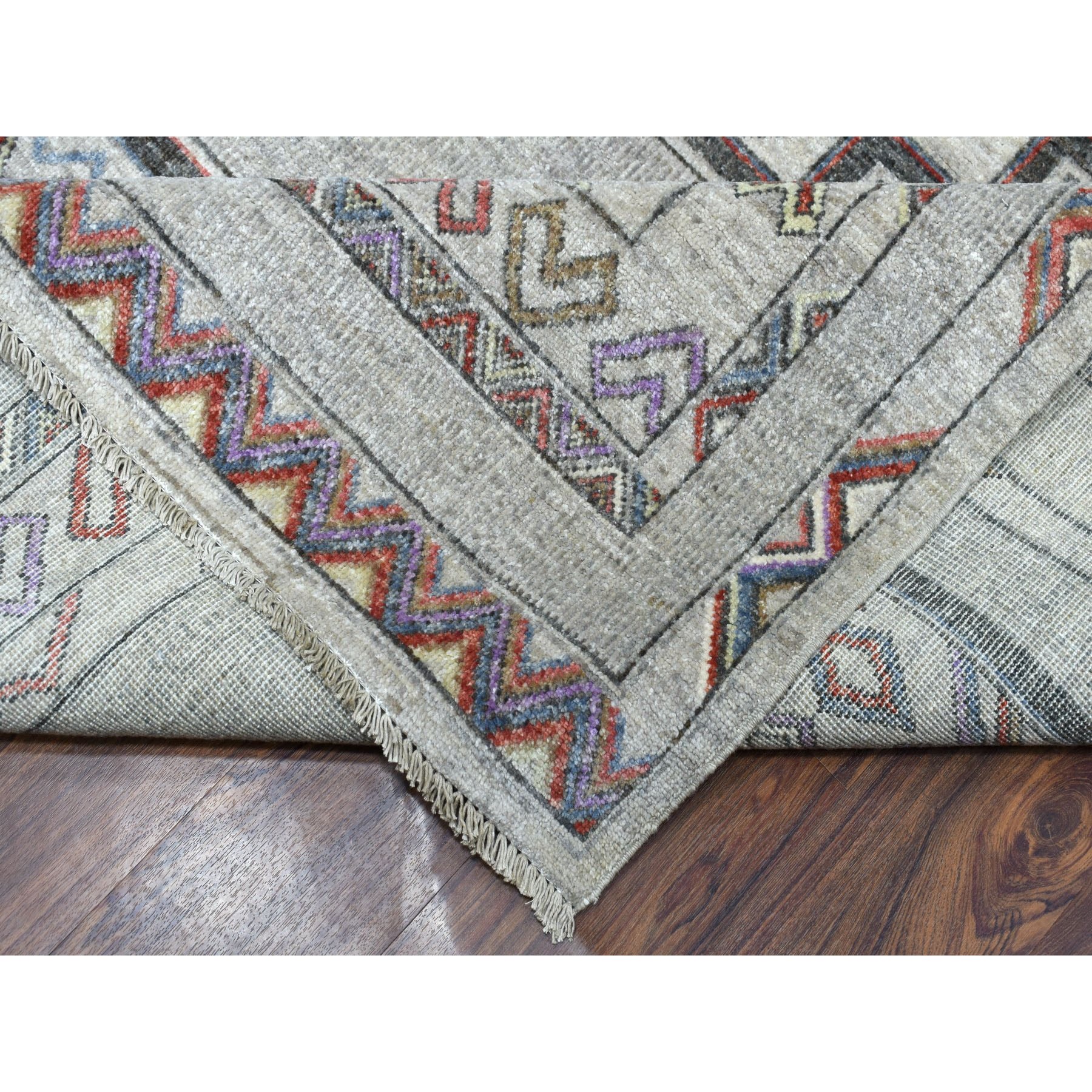 9-x12-1  Peshawar With Berber Motifs,Pop Of Color Pure Wool Hand Knotted Oriental Rug 