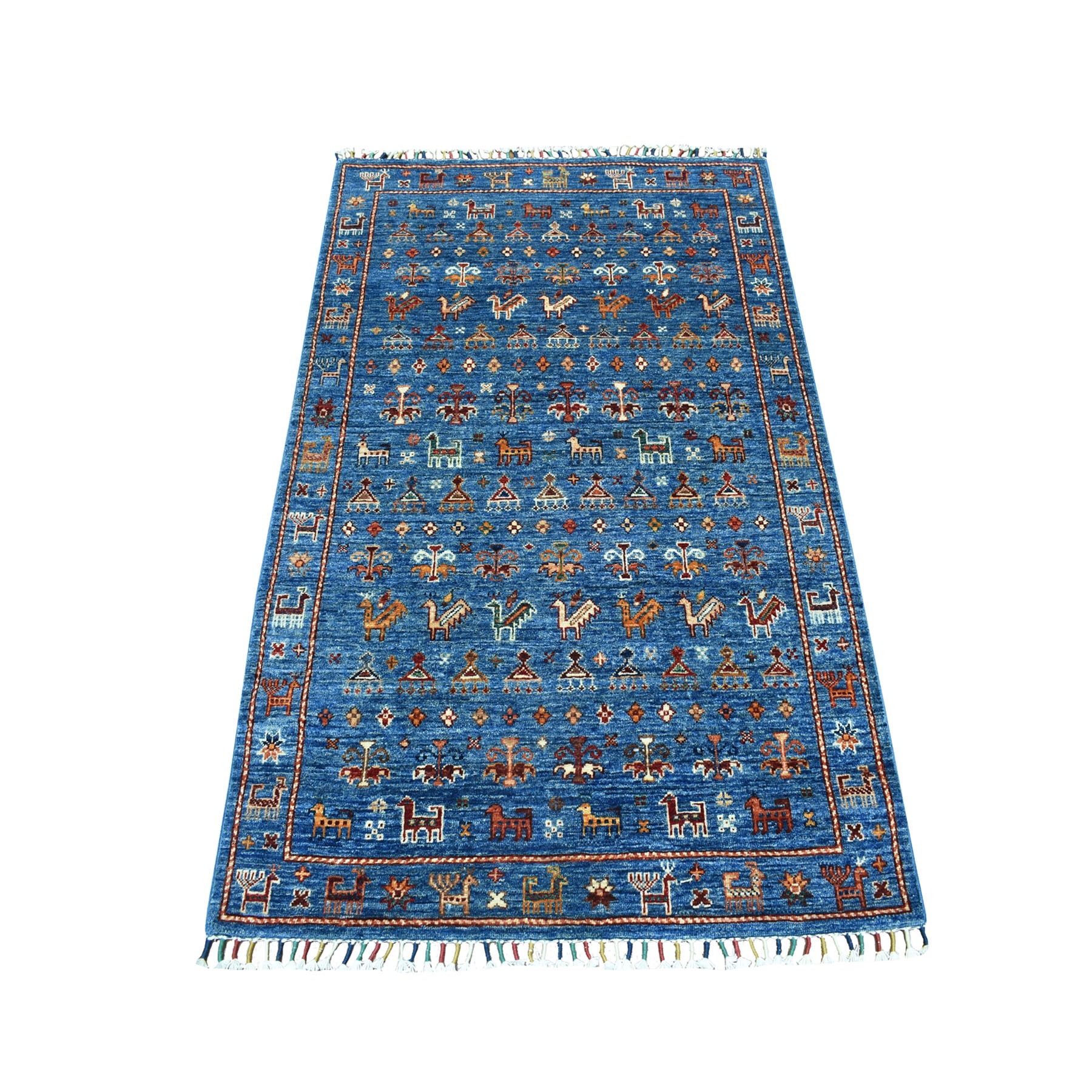 3-6 x4-10  Khorjin Design Blue Super Kazak Pure Wool Hand Knotted Oriental Rug 